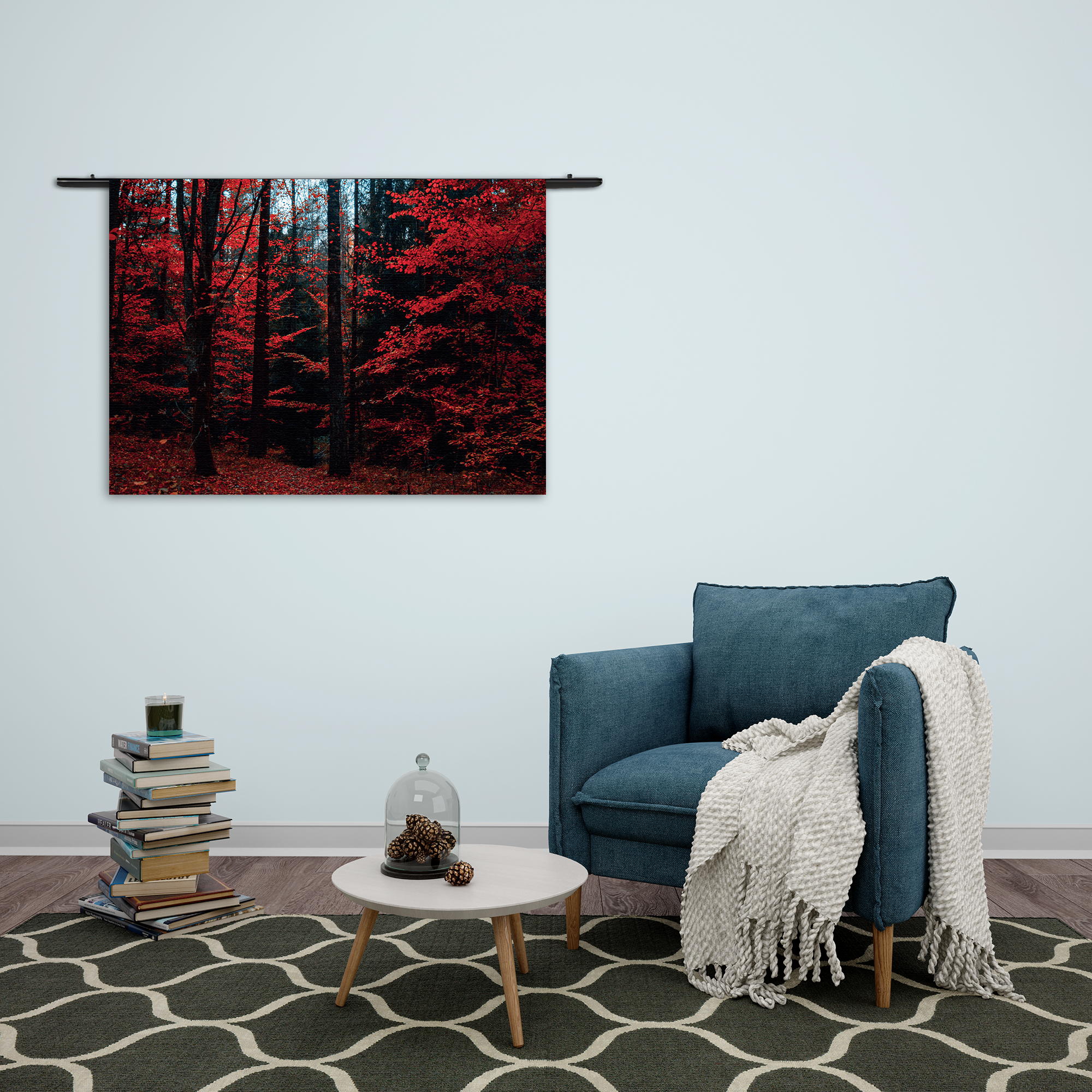 Wandkleed Het rode bos Rechthoek Horizontaal Template 50 70 Horizontaal Natuur 12 2 1