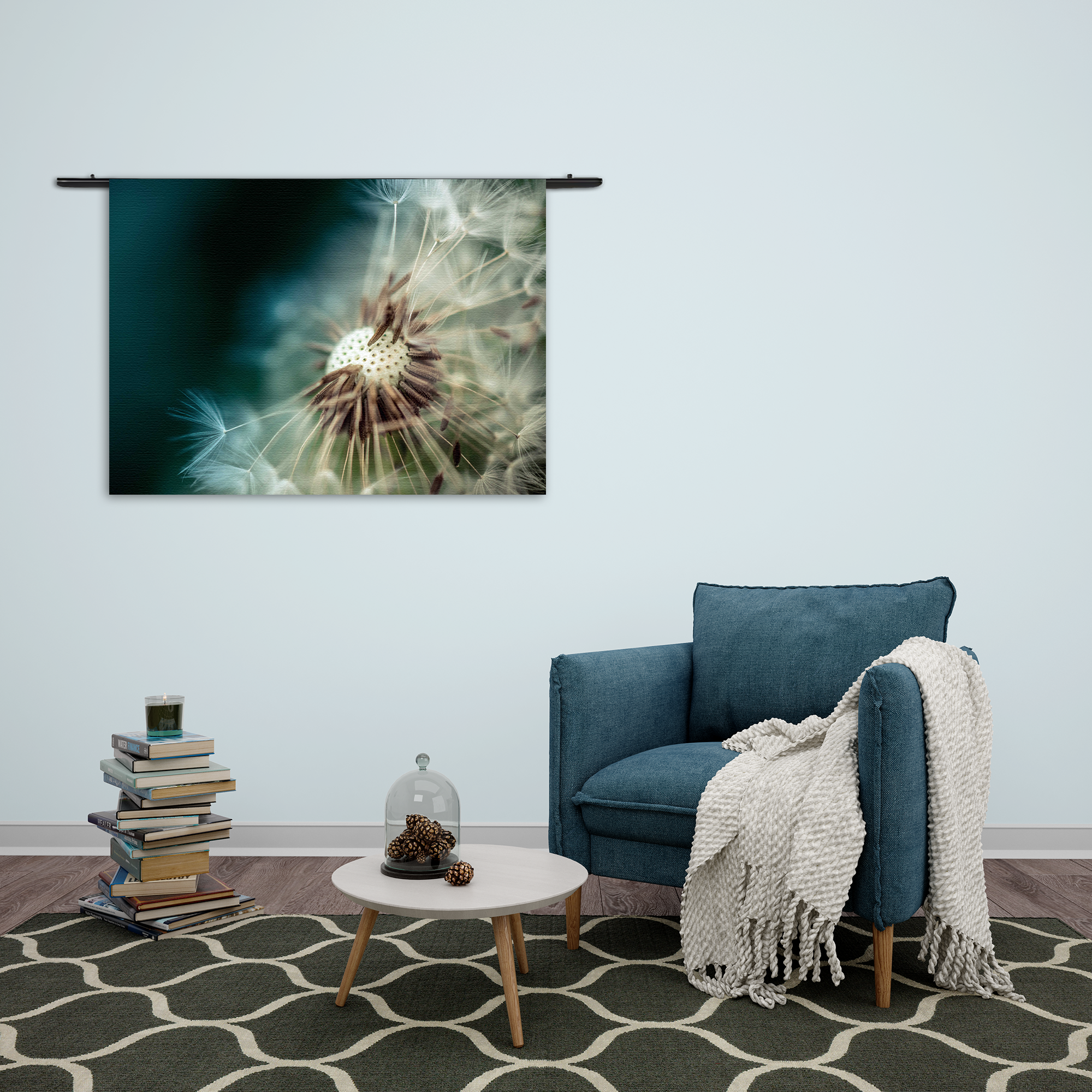 Wandkleed Paardenbloem pluis 2 Rechthoek Horizontaal Template 50 70 Horizontaal Natuur 26 2 1