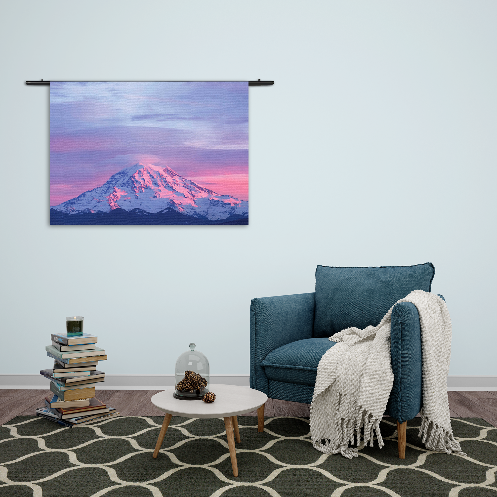 Wandkleed Natuurlijke zons ondergang op witte berg Rechthoek Horizontaal Template 50 70 Horizontaal Natuur 41 2 1