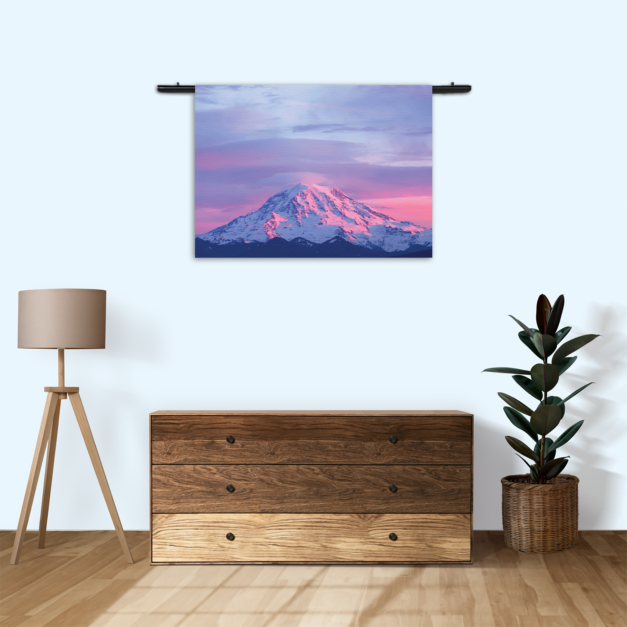 Wandkleed Natuurlijke zons ondergang op witte berg Rechthoek Horizontaal Template 50 70 Horizontaal Natuur 41 3 1