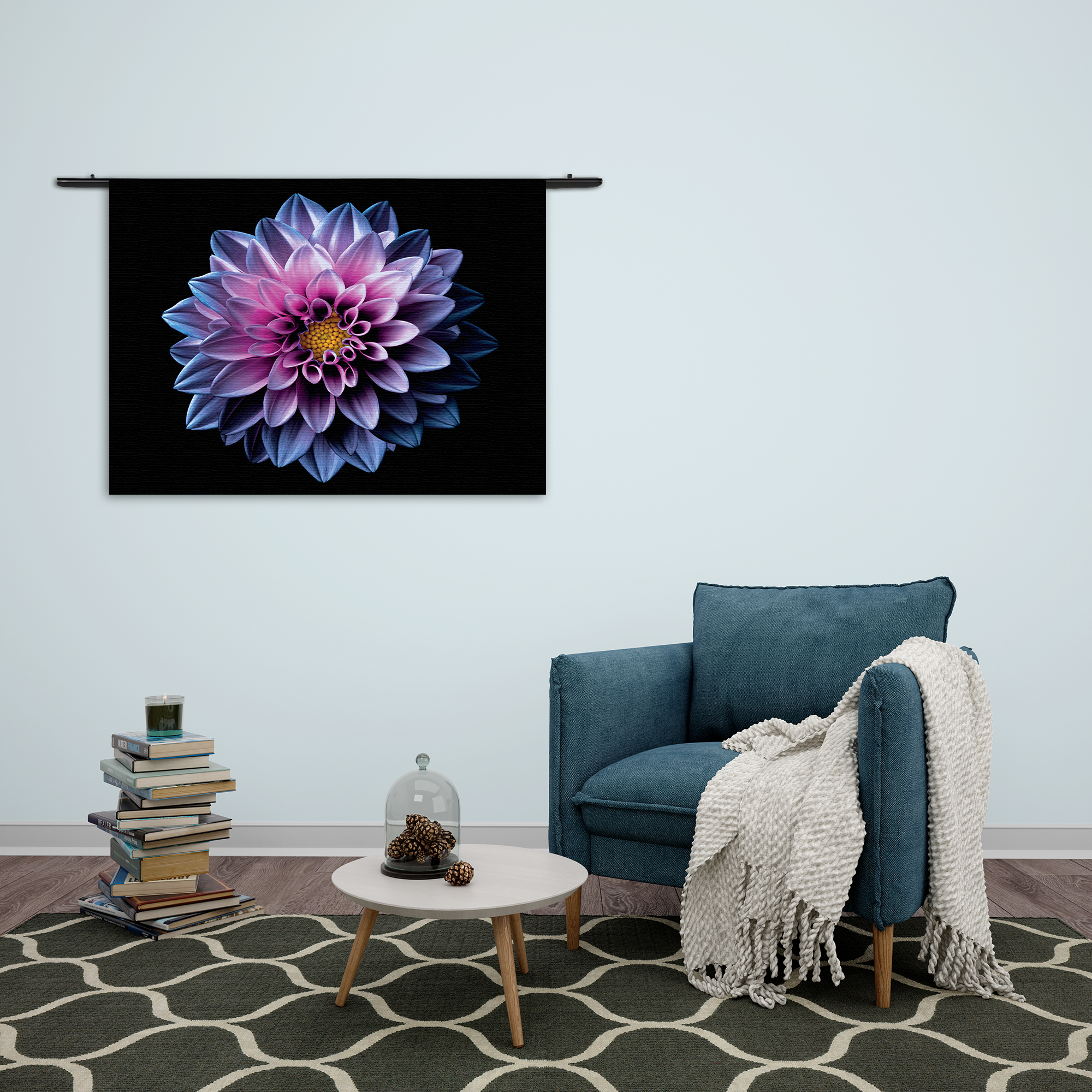 Wandkleed Paarse Dahlia Rechthoek Horizontaal Template 50 70 Horizontaal Natuur 67 2 1