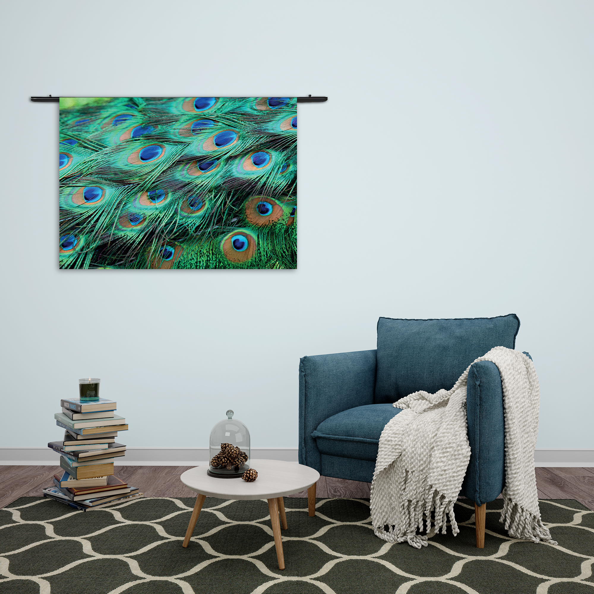 Wandkleed Veren van de Pauw Rechthoek Horizontaal Template 50 70 Horizontaal Natuur 89 2 1