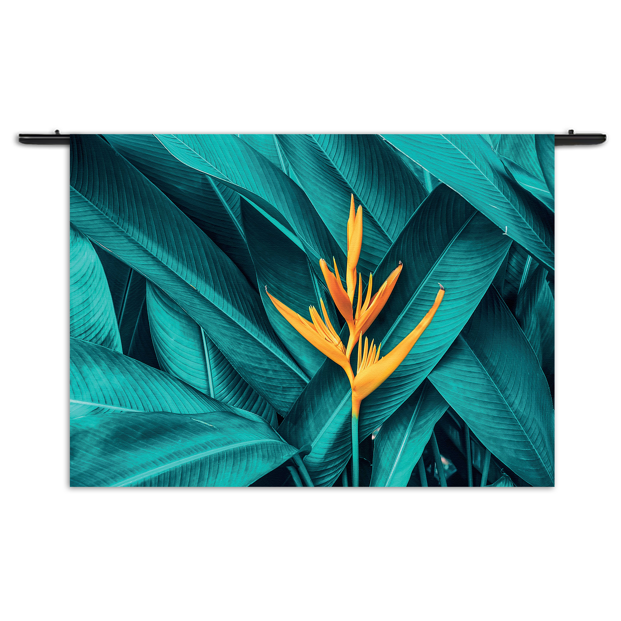 Wandkleed Gele bloem in een blauw bladerdeken Rechthoek Horizontaal Template 50 70 Horizontaal Natuur 91 1 1