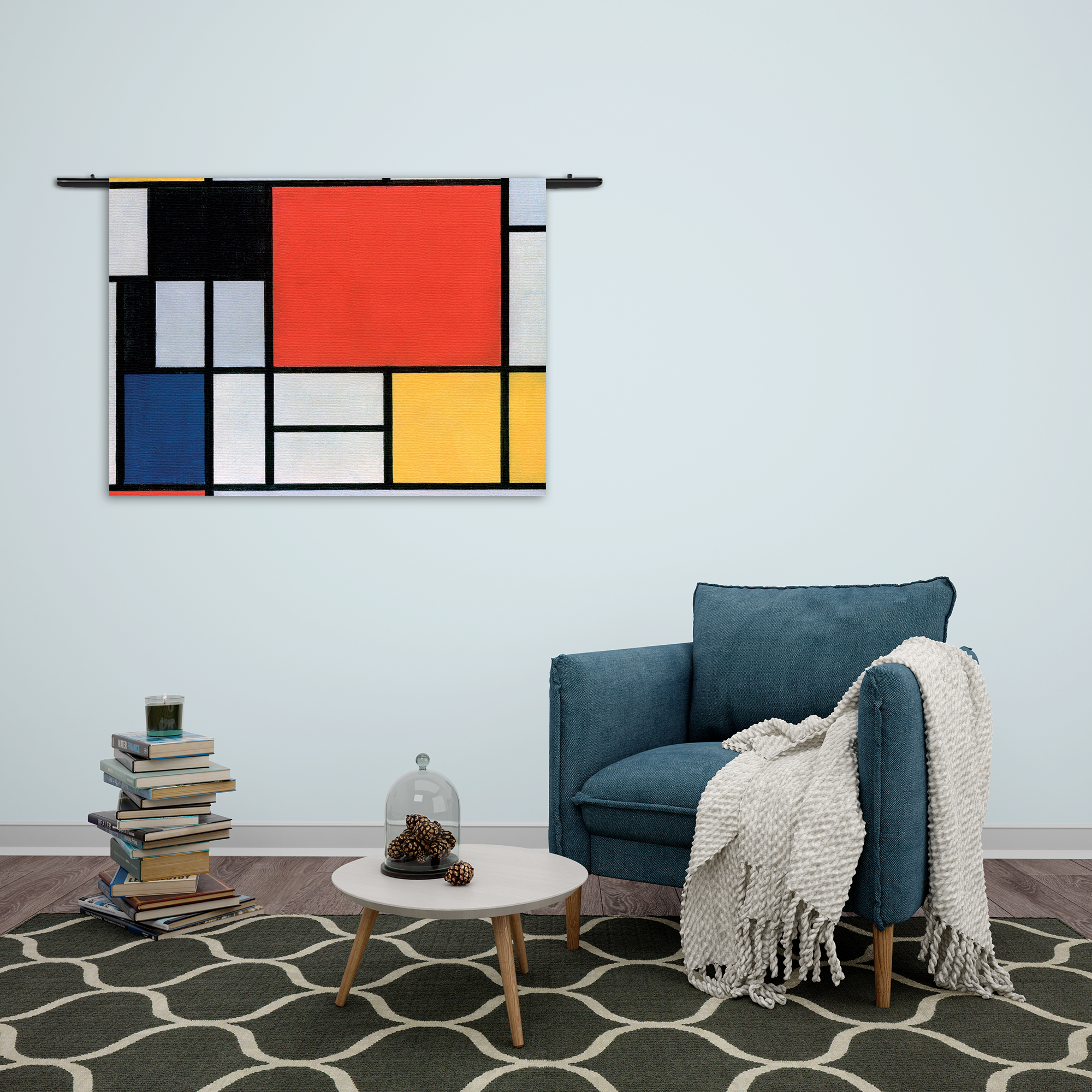 Wandkleed Mondriaan Gele Hokjes Rechthoek Horizontaal Template 50 70 Horizontaal OM 4 2 1