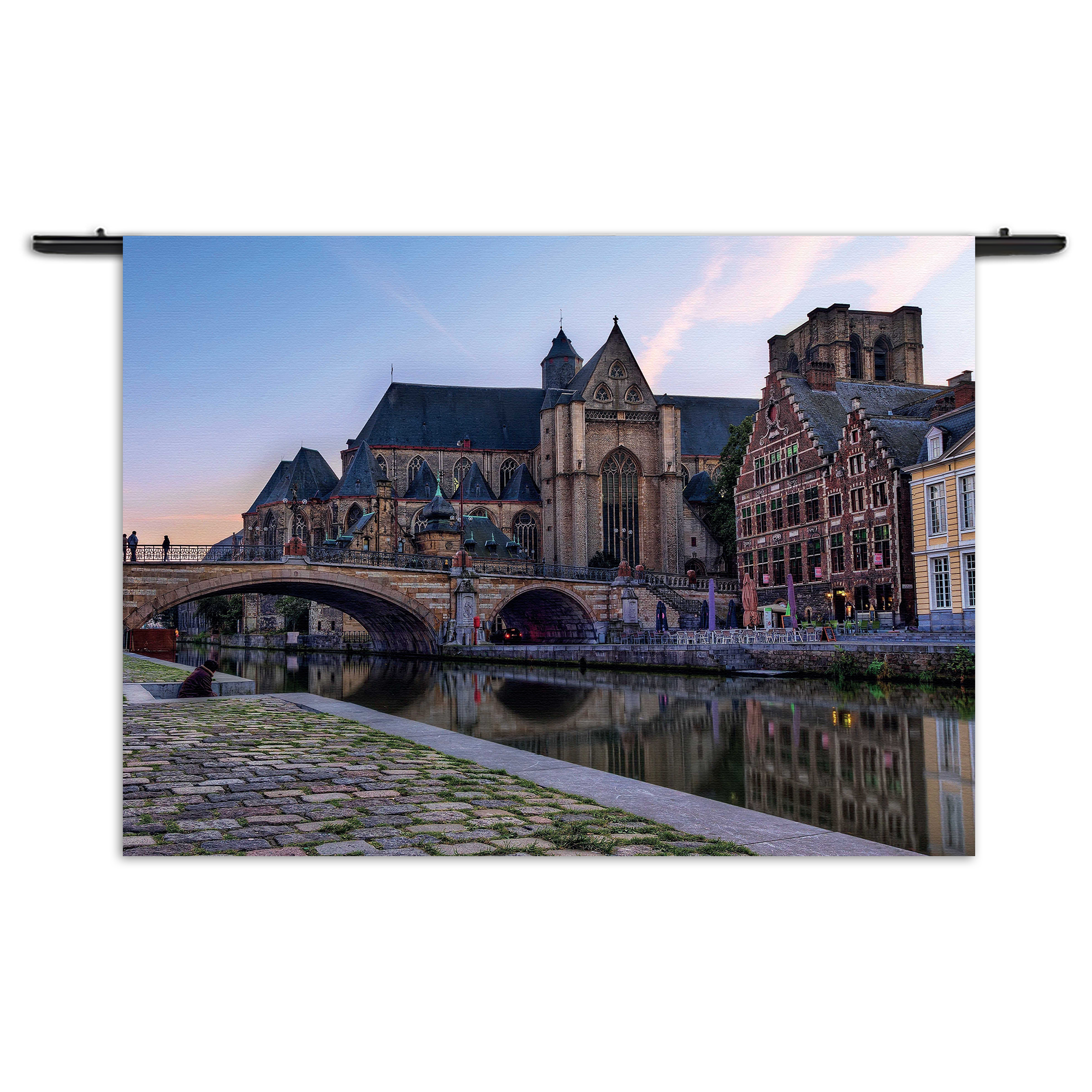 Wandkleed Middeleeuwse Kathedraal en Brug Gent Rechthoek Horizontaal Template 50 70 Horizontaal Steden 100 1 1