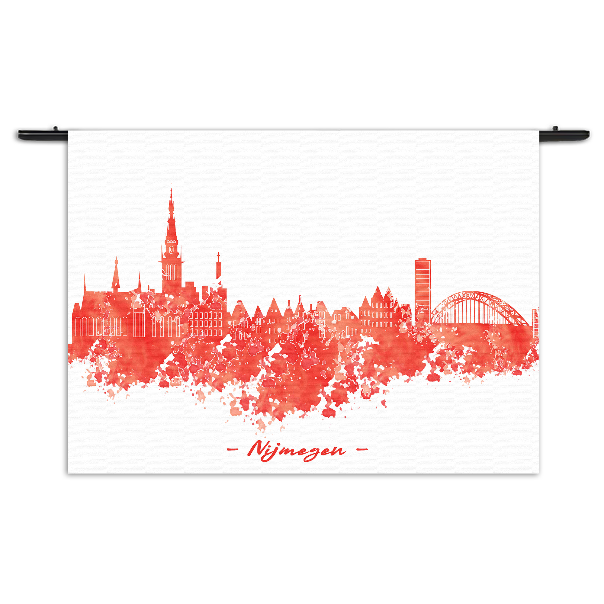 Wandkleed Skyline Nijmgen Watercolor Paint Rechthoek Horizontaal Template 50 70 Horizontaal Steden 12 1 1