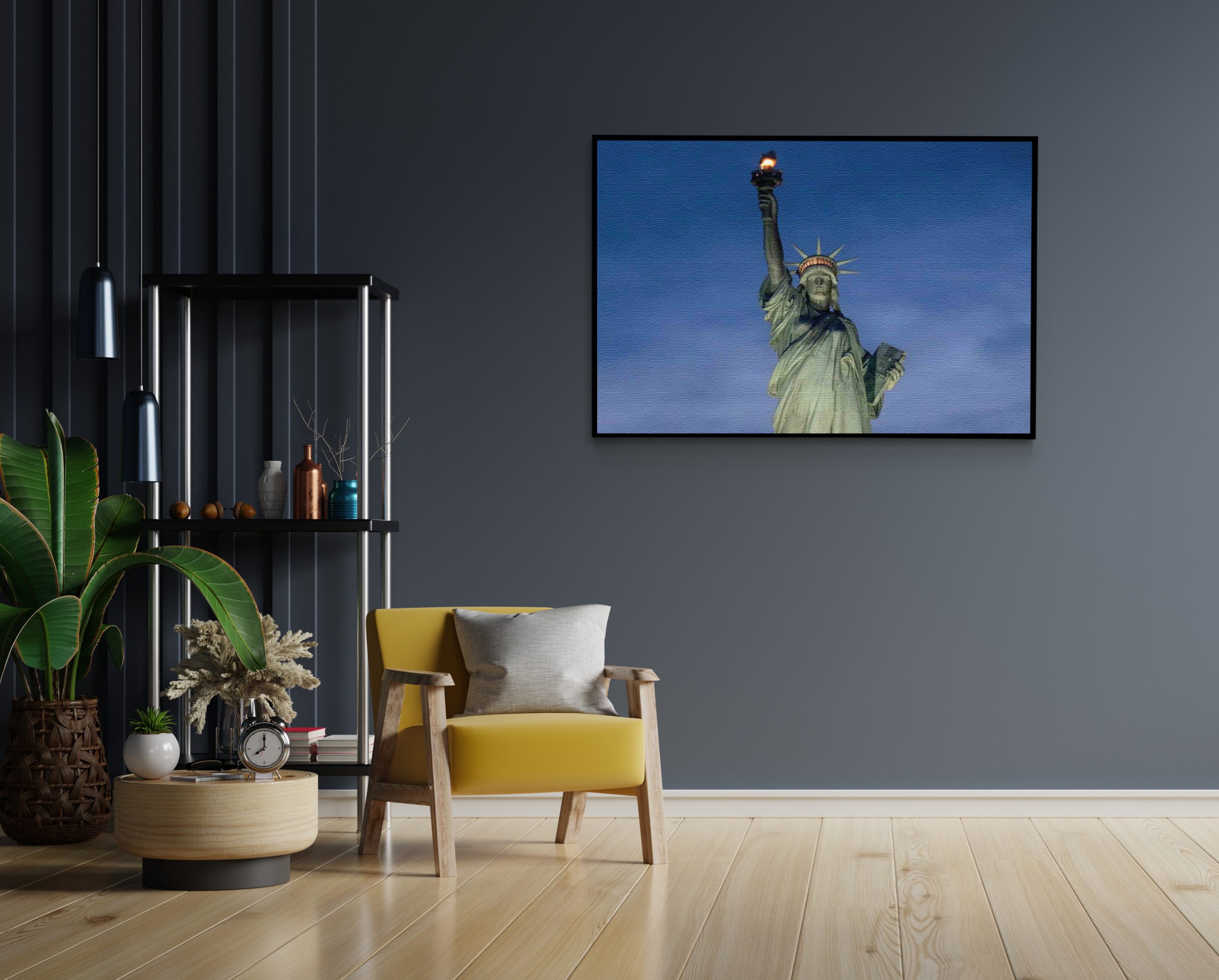 Akoestisch Schilderij Vrijheidsbeeld New York Donker 02 Rechthoek Horizontaal Template 50 70 Horizontaal Steden 19 1 scaled 1