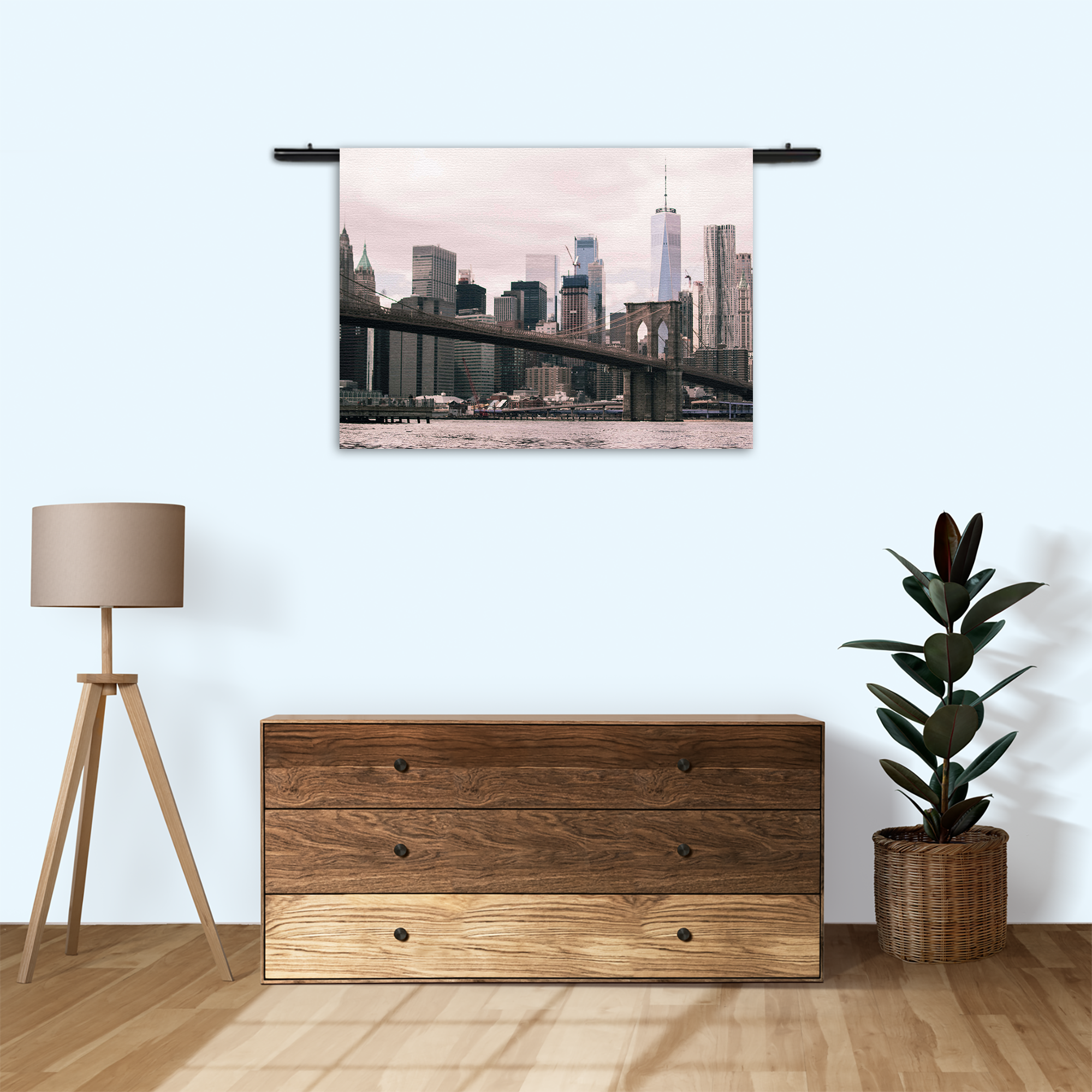 Wandkleed Brooklyn Bridge New York Rechthoek Horizontaal Template 50 70 Horizontaal Steden 24 3 1