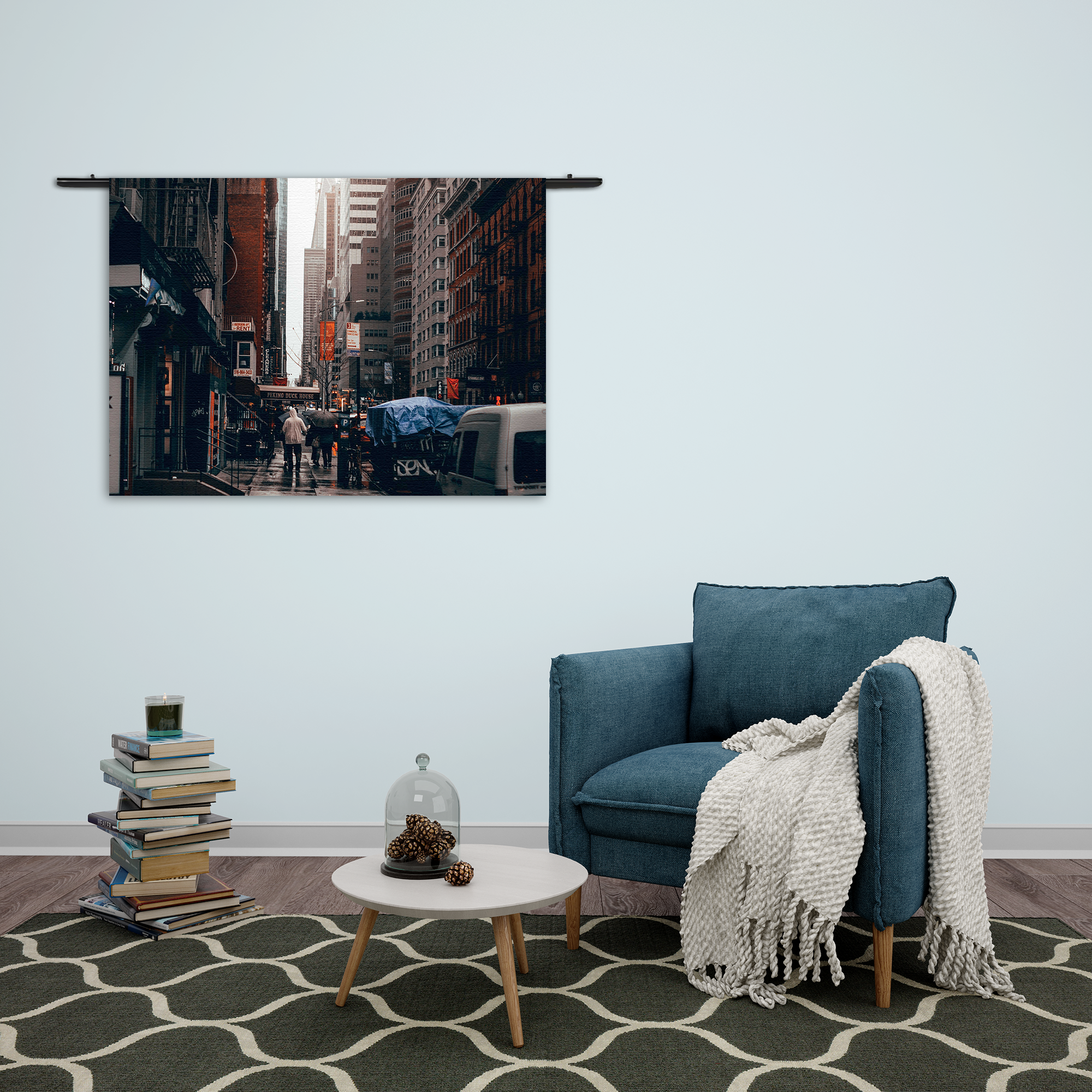 Wandkleed New York Raining Day Rechthoek Horizontaal Template 50 70 Horizontaal Steden 27 2 1