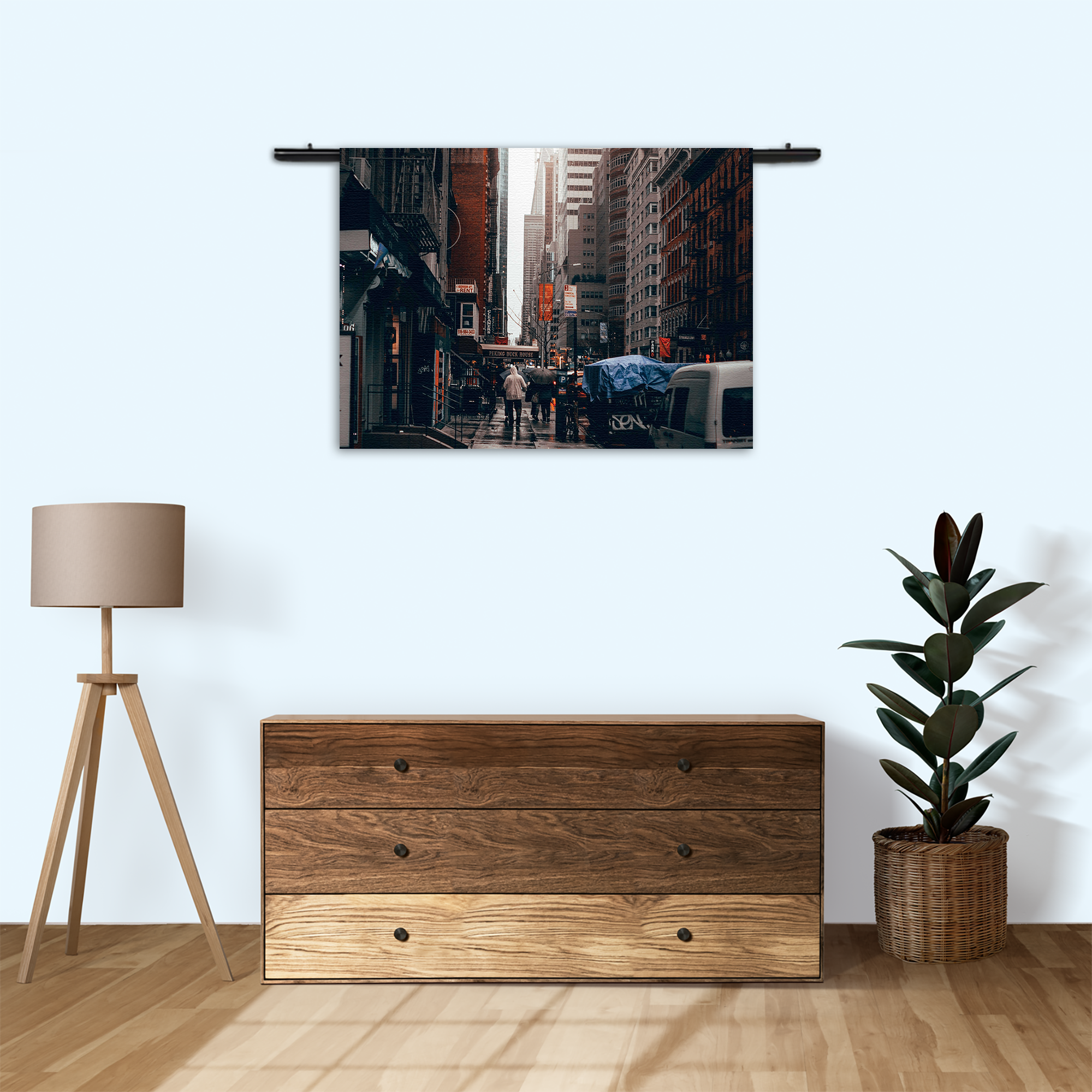 Wandkleed New York Raining Day Rechthoek Horizontaal Template 50 70 Horizontaal Steden 27 3 1