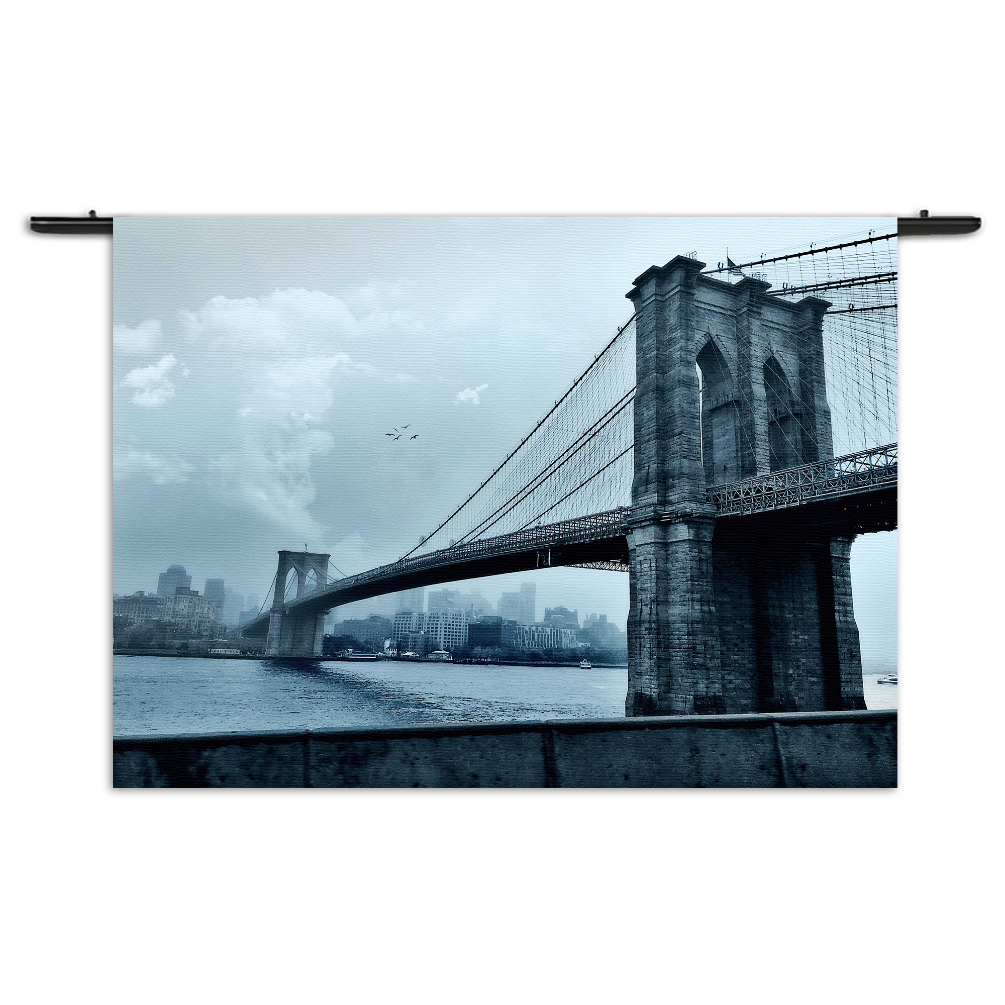 Wandkleed Brooklyn Bridge New York Zwart Wit Rechthoek Horizontaal Template 50 70 Horizontaal Steden 28 1 1