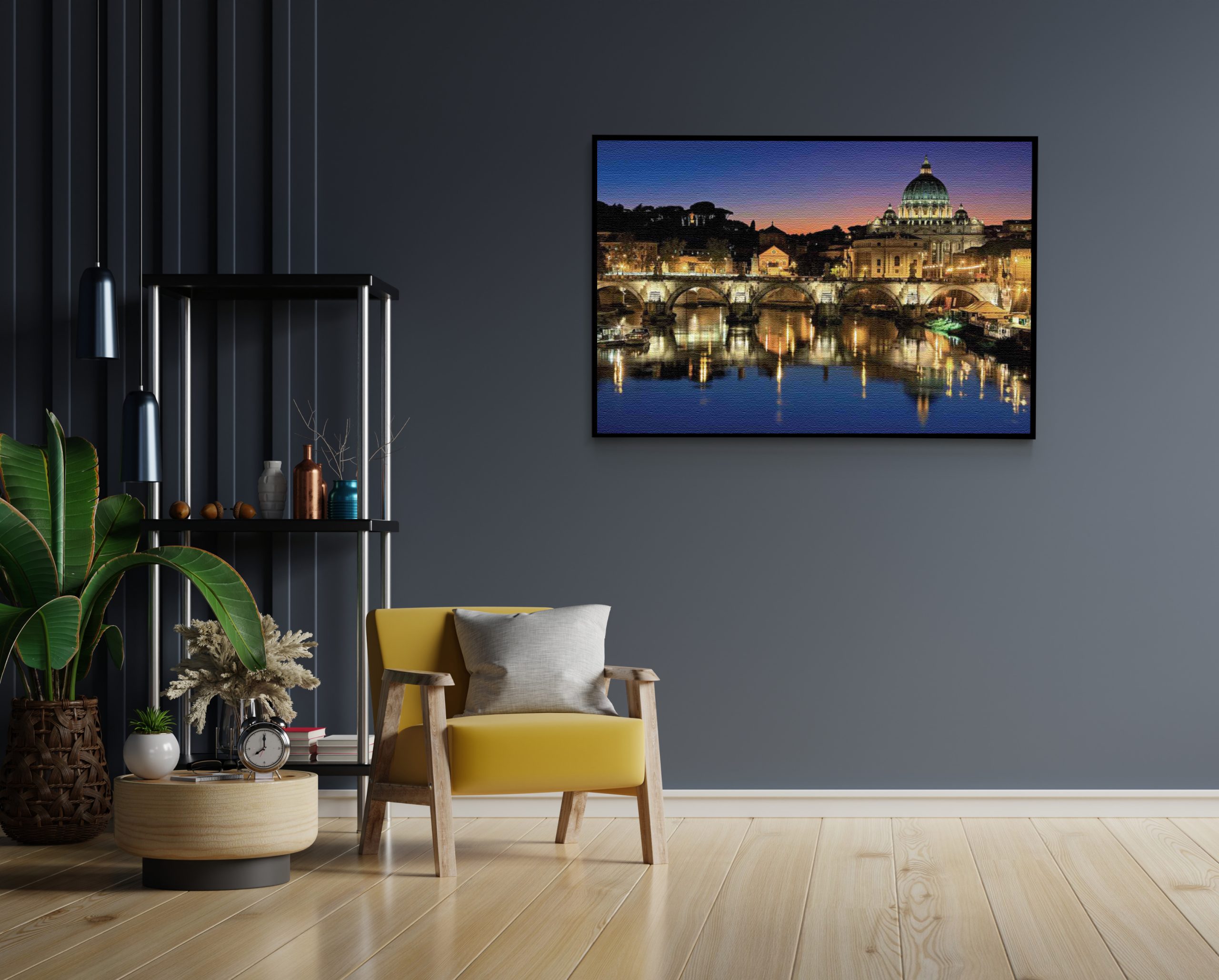 Akoestisch Schilderij Rivier Tiber Rome at Night Rechthoek Horizontaal Template 50 70 Horizontaal Steden 29 1 scaled 1