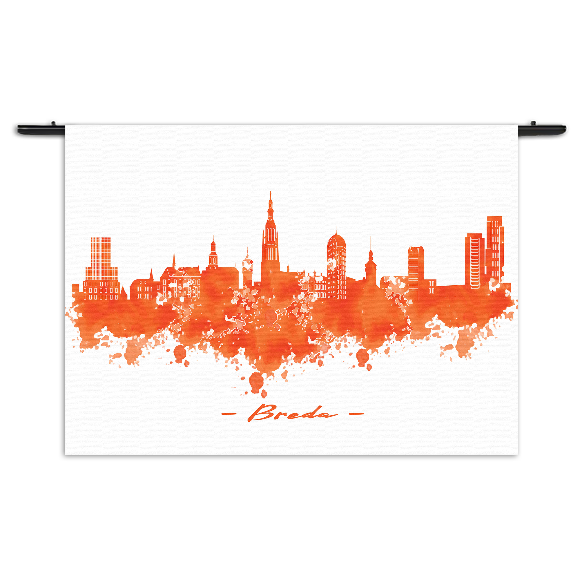 Wandkleed Skyline Breda Watercolor Paint Rechthoek Horizontaal Template 50 70 Horizontaal Steden 3 1 1