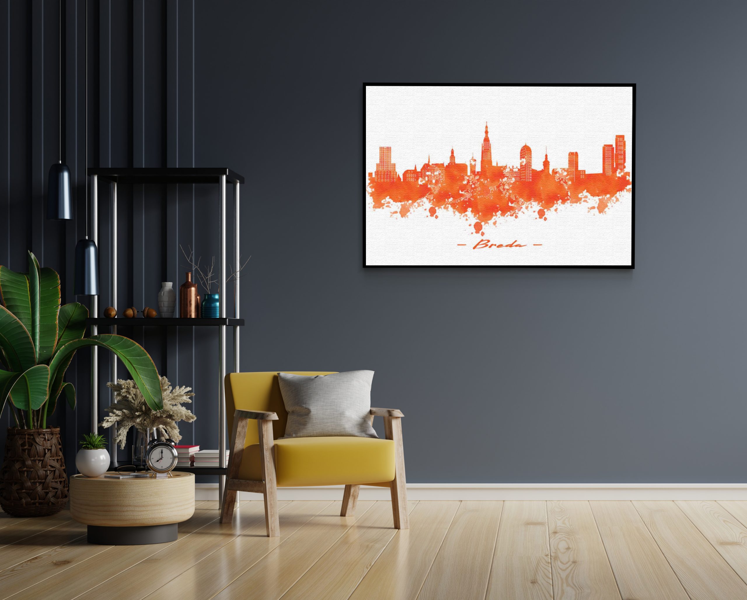 Akoestisch Schilderij Skyline Breda Watercolor Paint Rechthoek Horizontaal Template 50 70 Horizontaal Steden 3 1 scaled 1