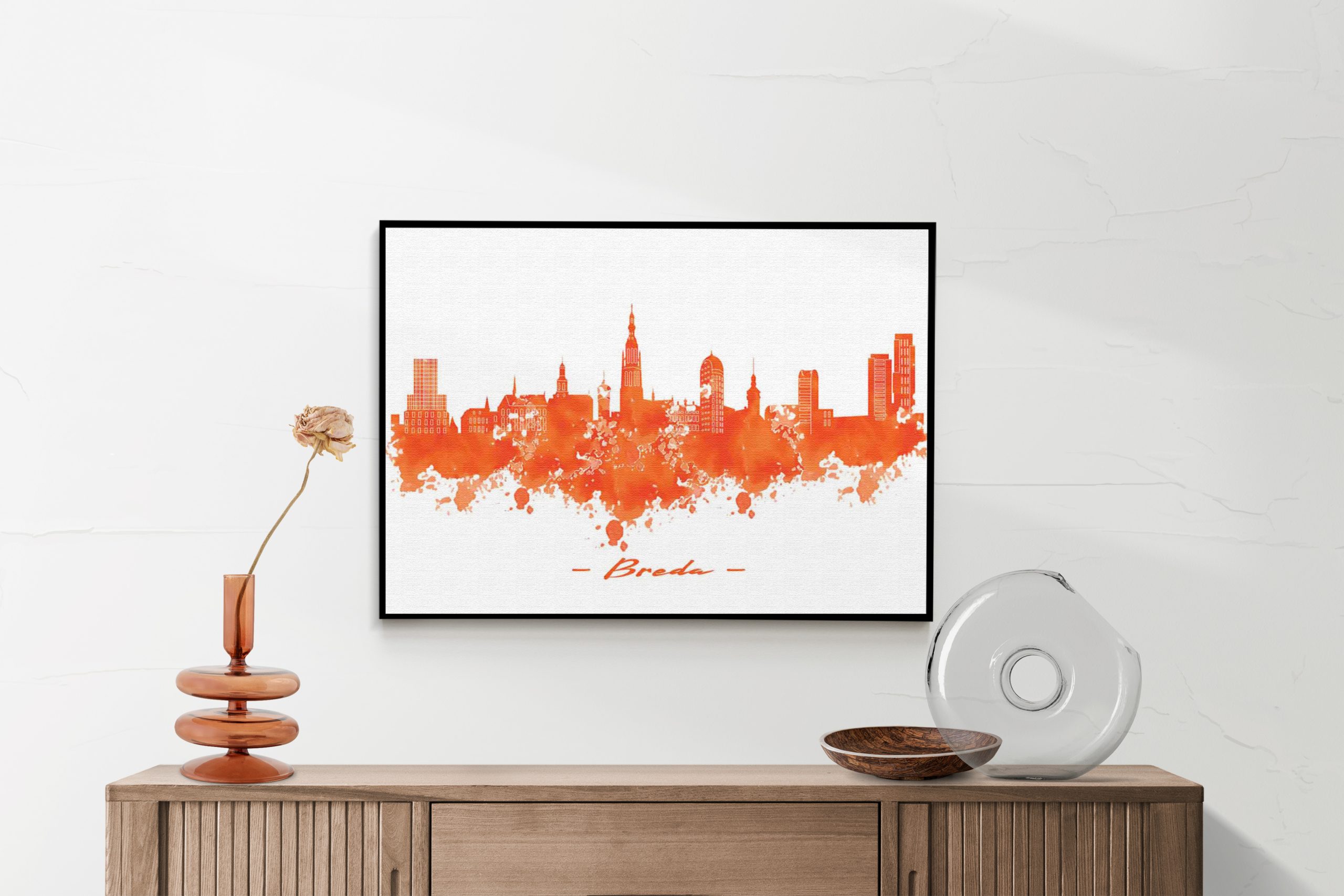 Akoestisch Schilderij Skyline Breda Watercolor Paint Rechthoek Horizontaal Template 50 70 Horizontaal Steden 3 2 scaled 1