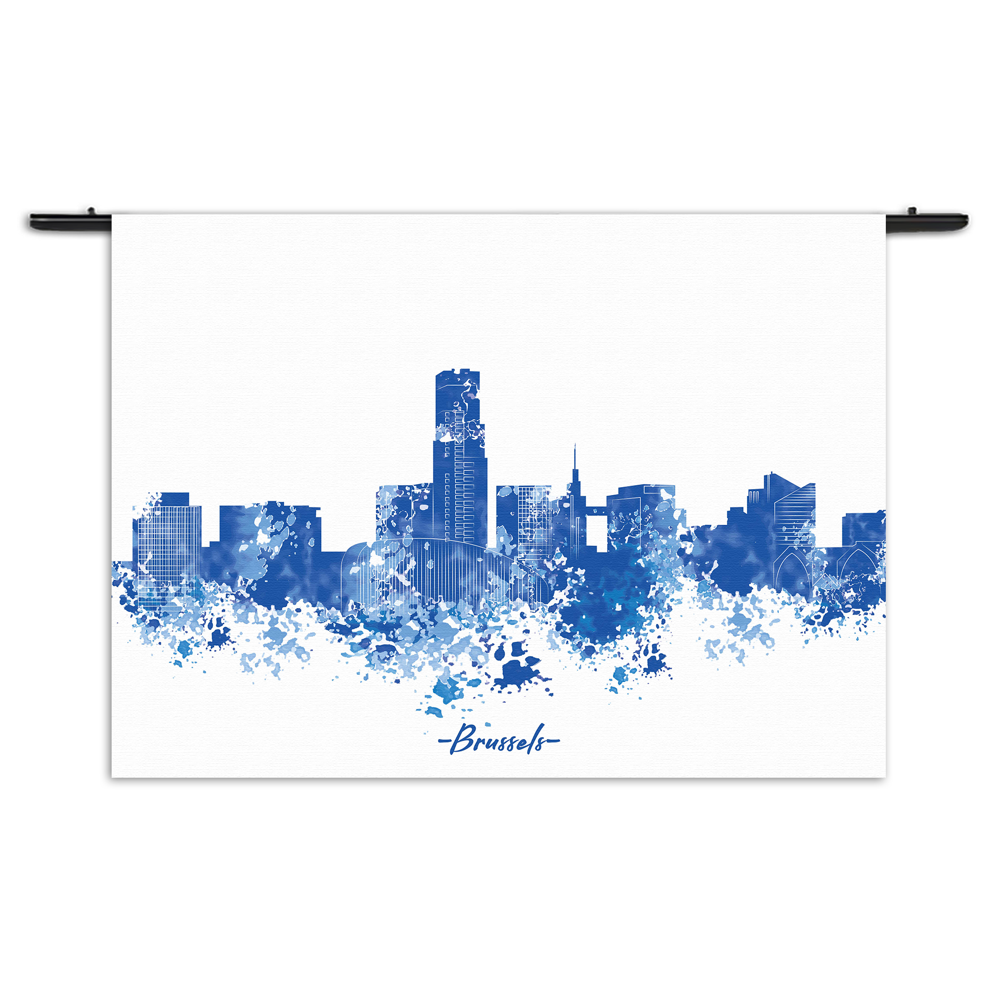 Wandkleed Skyline Brussels Watercolor Paint Rechthoek Horizontaal Template 50 70 Horizontaal Steden 4 1 1