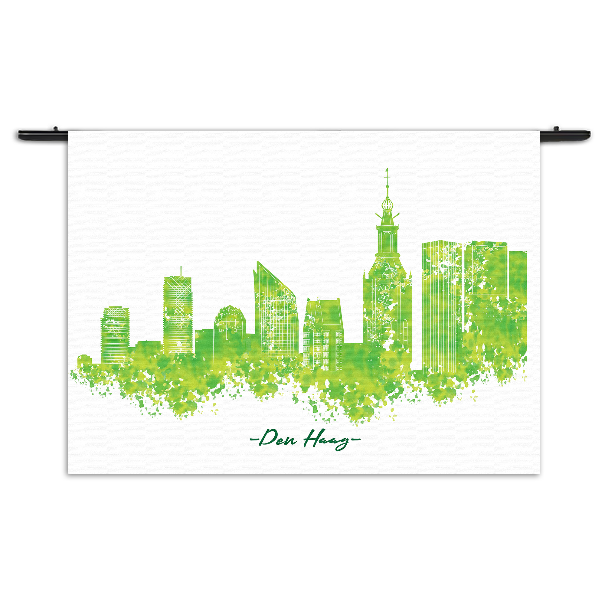 Wandkleed Skyline Den Haag Watercolor Paint Rechthoek Horizontaal Template 50 70 Horizontaal Steden 5 1 1