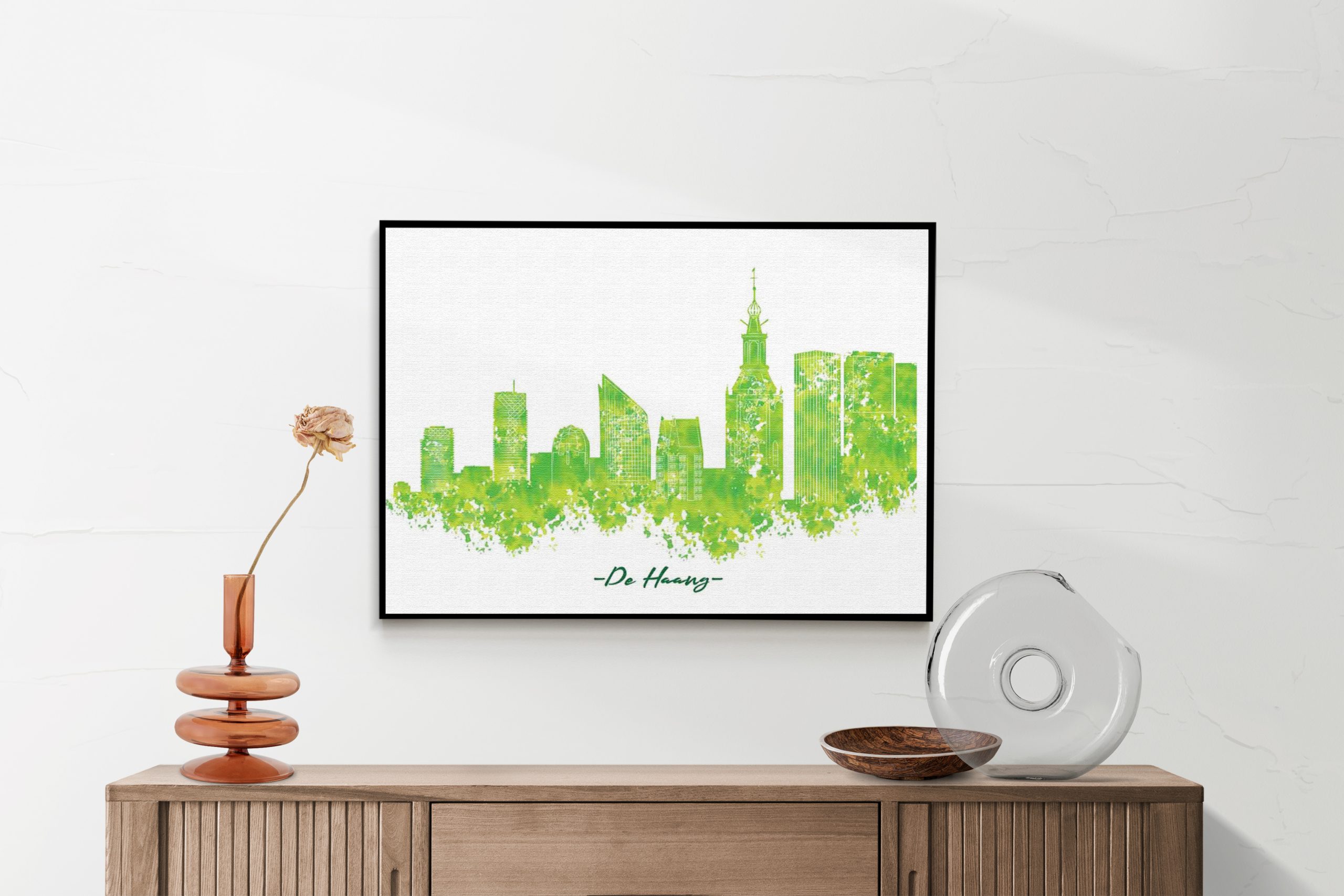 Akoestisch Schilderij Skyline Den Haag Watercolor Paint Rechthoek Horizontaal Template 50 70 Horizontaal Steden 5 2 scaled 1