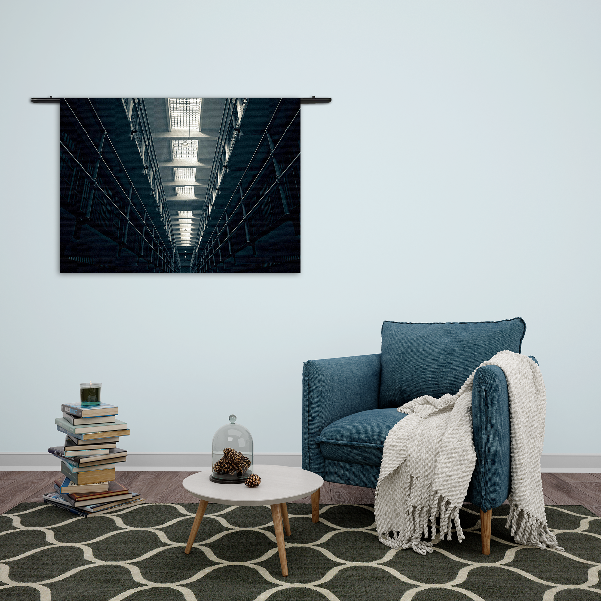 Wandkleed Alcatraz Celblokken Rechthoek Horizontaal Template 50 70 Horizontaal Steden 52 2 1