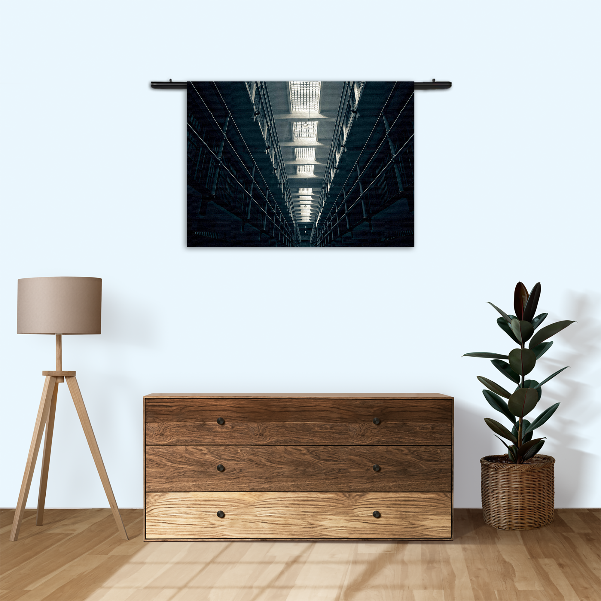 Wandkleed Alcatraz Celblokken Rechthoek Horizontaal Template 50 70 Horizontaal Steden 52 3 1