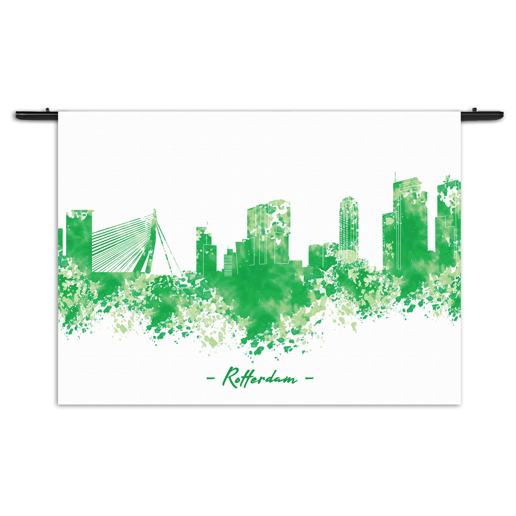 Wandkleed Skyline Rotterdam Watercolor Paint Rechthoek Horizontaal Template 50 70 Horizontaal Steden 53 1 1