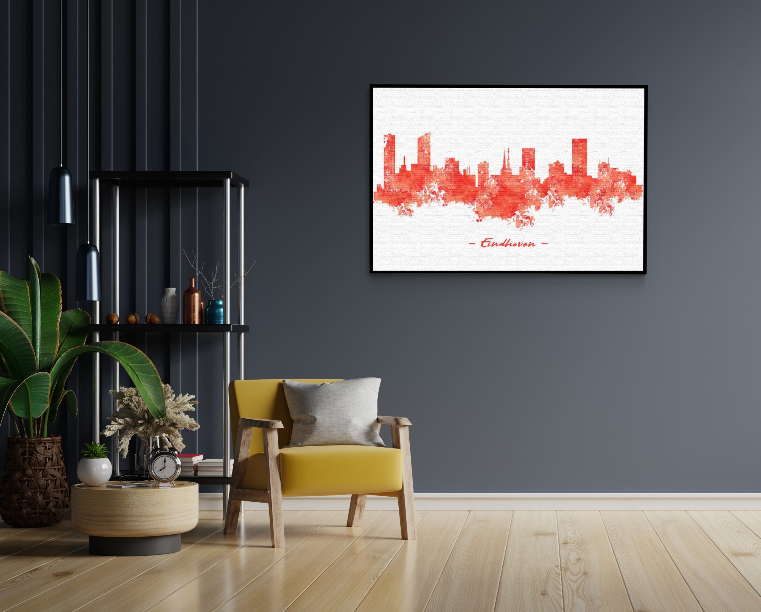 Akoestisch Schilderij Skyline Eindhoven Watercolor Paint Rechthoek Horizontaal Template 50 70 Horizontaal Steden 6 1 scaled 1