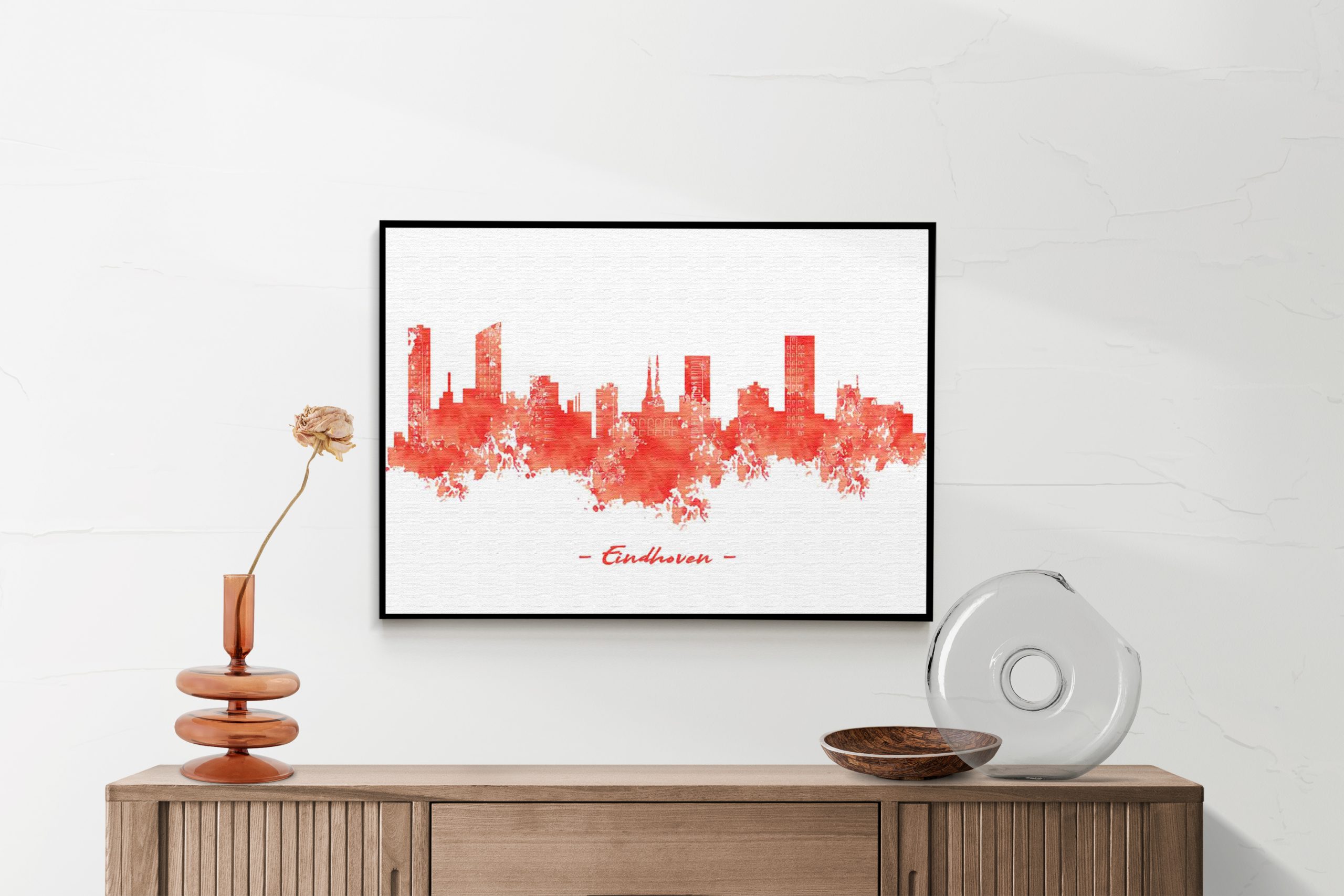 Akoestisch Schilderij Skyline Eindhoven Watercolor Paint Rechthoek Horizontaal Template 50 70 Horizontaal Steden 6 2 scaled 1