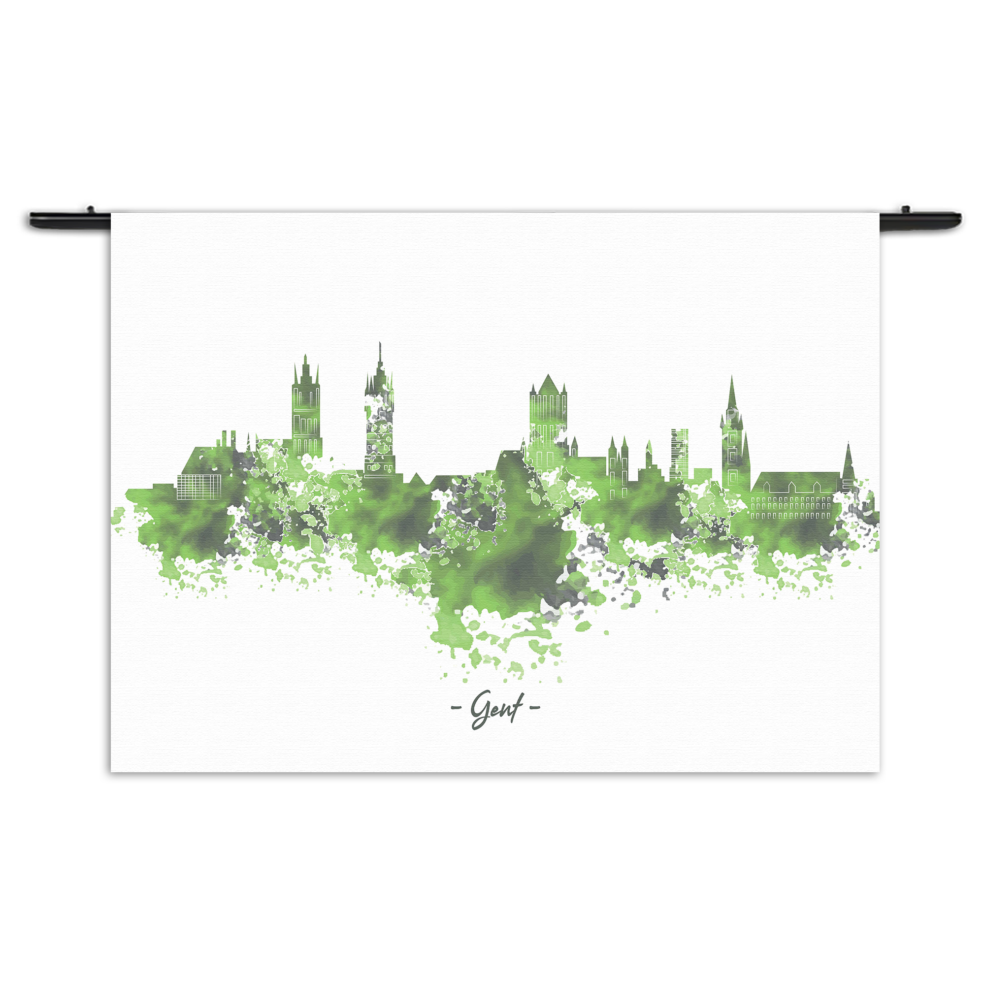 Wandkleed Skyline Gent Watercolor Paint Rechthoek Horizontaal Template 50 70 Horizontaal Steden 7 1 1