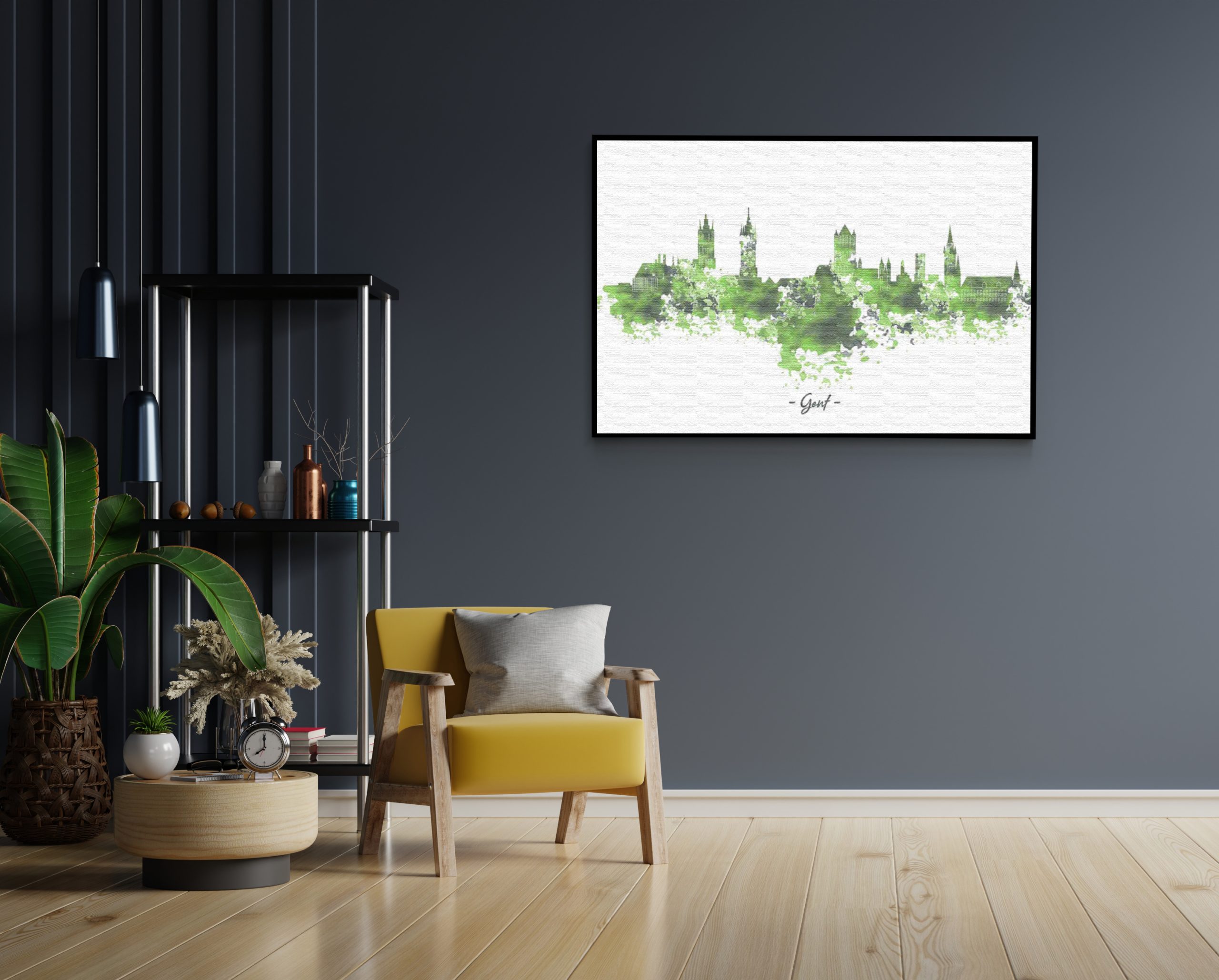 Akoestisch Schilderij Skyline Gent Watercolor Paint Rechthoek Horizontaal Template 50 70 Horizontaal Steden 7 1 scaled 1