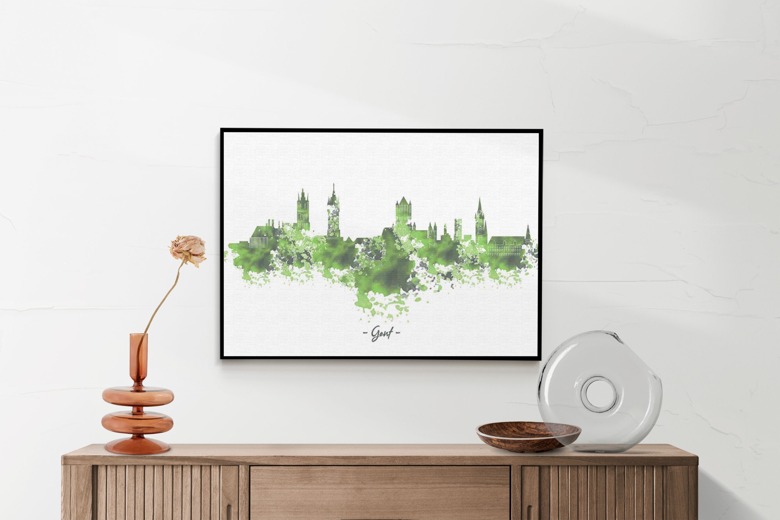 Akoestisch Schilderij Skyline Gent Watercolor Paint Rechthoek Horizontaal Template 50 70 Horizontaal Steden 7 2 scaled 1