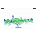 Wandkleed Skyline Groningen Watercolor Paint Rechthoek Horizontaal Template 50 70 Horizontaal Steden 8 1 1