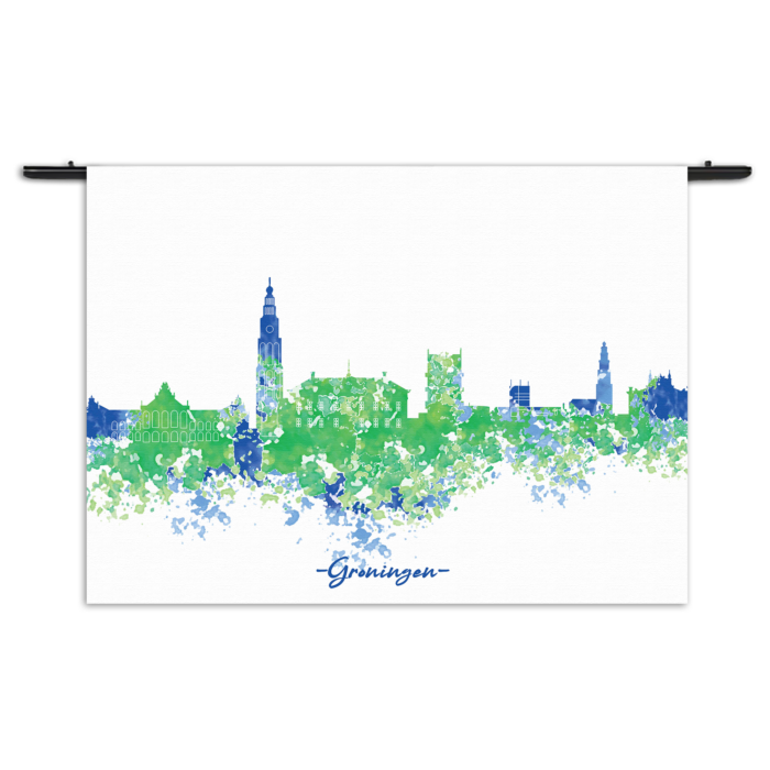 Wandkleed Skyline Groningen Watercolor Paint Rechthoek Horizontaal Template 50 70 Horizontaal Steden 8 1 1