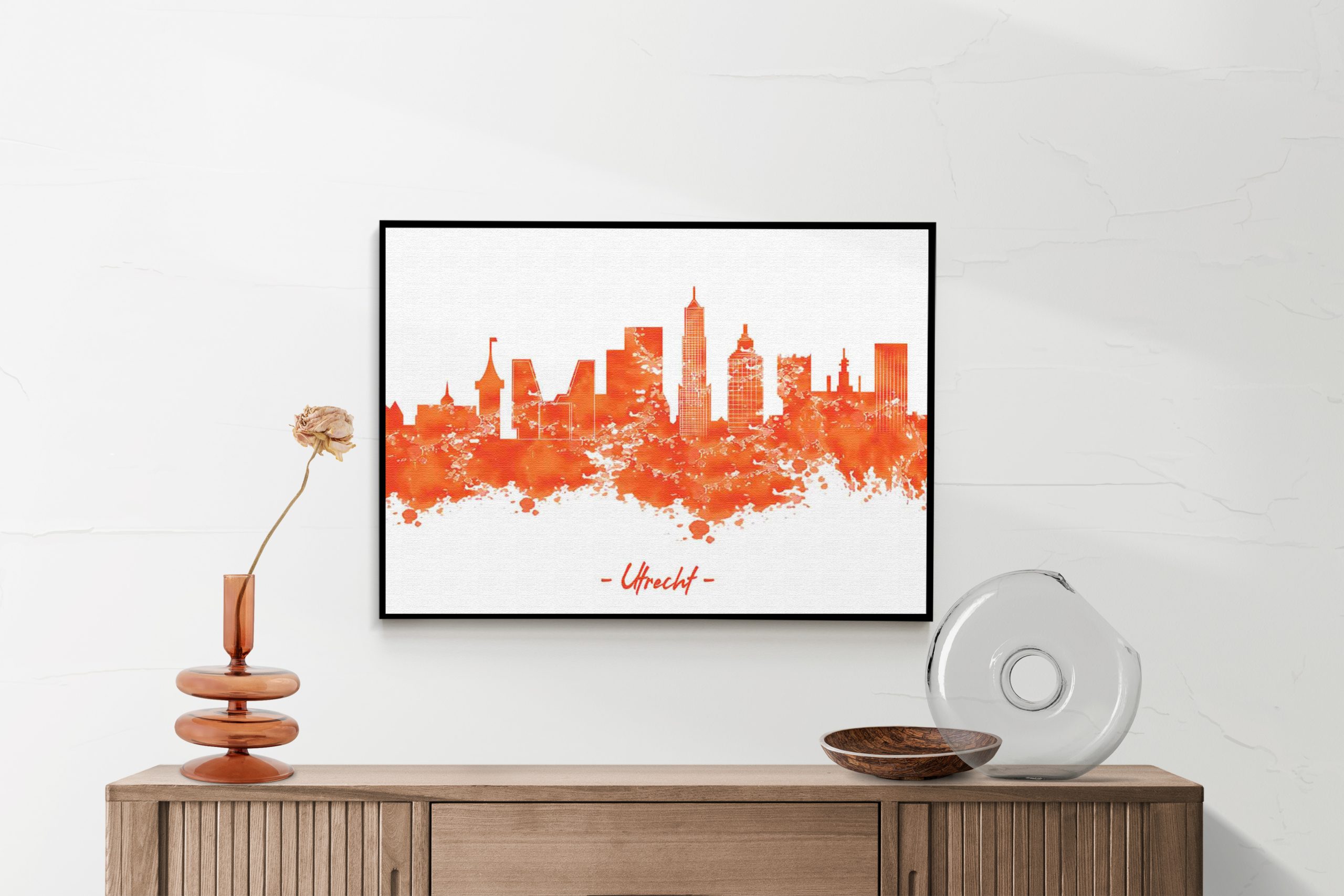 Akoestisch Schilderij Skyline Utrecht Watercolor Paint Rechthoek Horizontaal Template 50 70 Horizontaal Steden 98 2 scaled 1