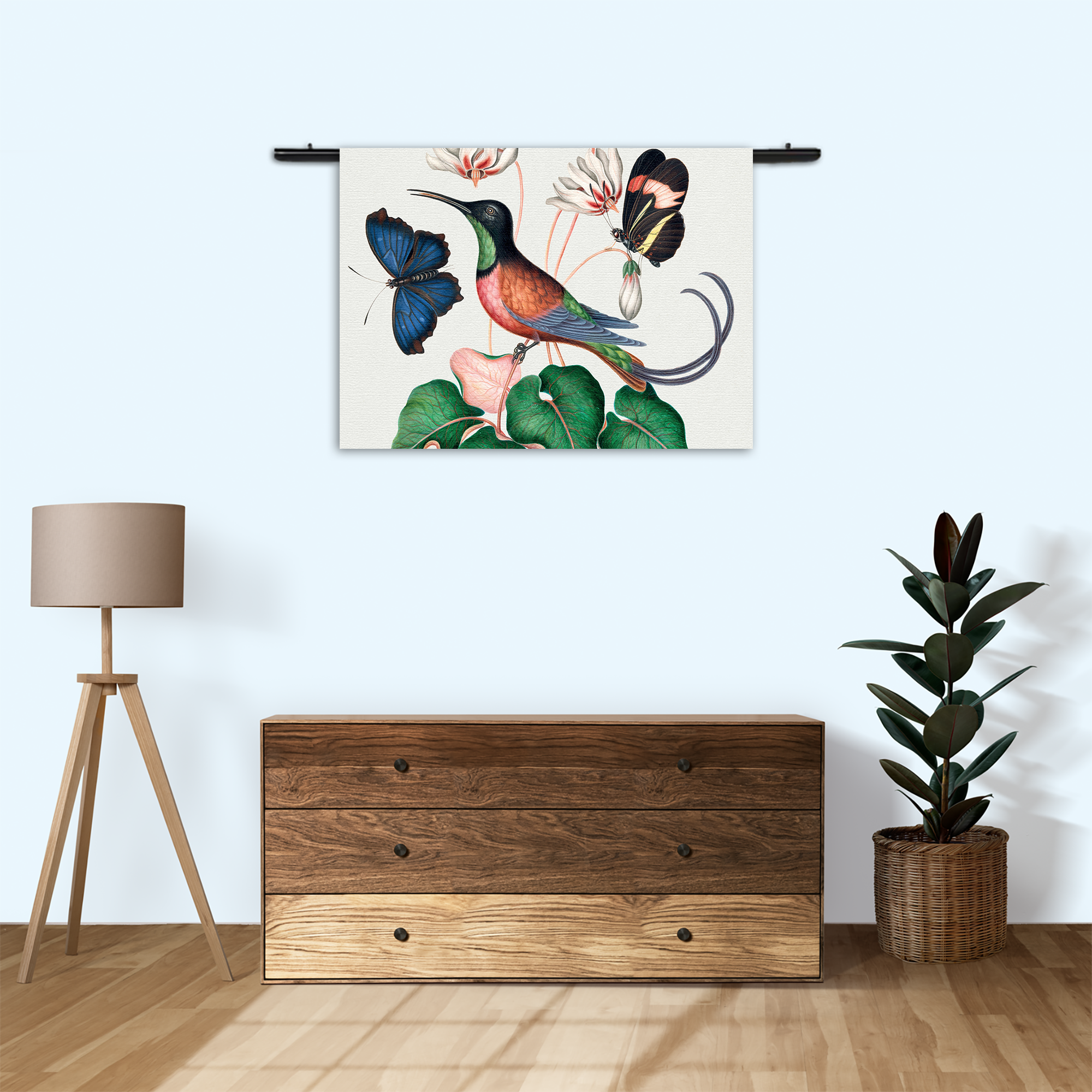 Wandkleed Prent Natuur Vogel en Bloemen 07 Rechthoek Horizontaal Template 50 70 Horizontaal Vintage 7 3 1