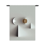 Wandkleed Scandinavisch Wit met Goudkleurig Element Rechthoek Verticaal Template 50 70 Verticaal Abstract 01 3
