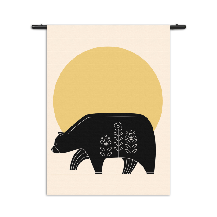 Wandkleed Abstact beer met zonsondergang Rechthoek Verticaal