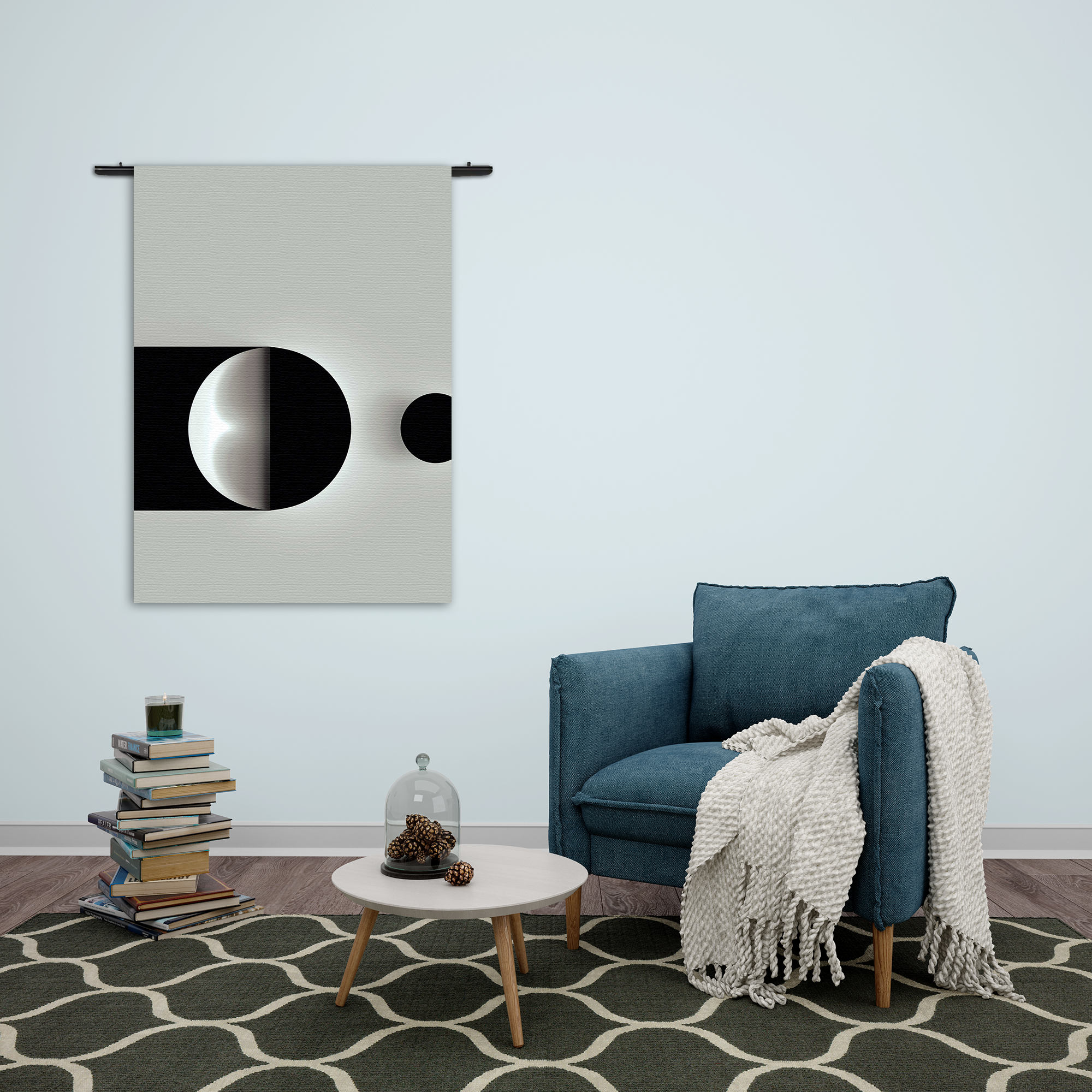 Wandkleed Scandinavisch Wit met Zwart Element 01 Rechthoek Verticaal Template 50 70 Verticaal Abstract 21 2