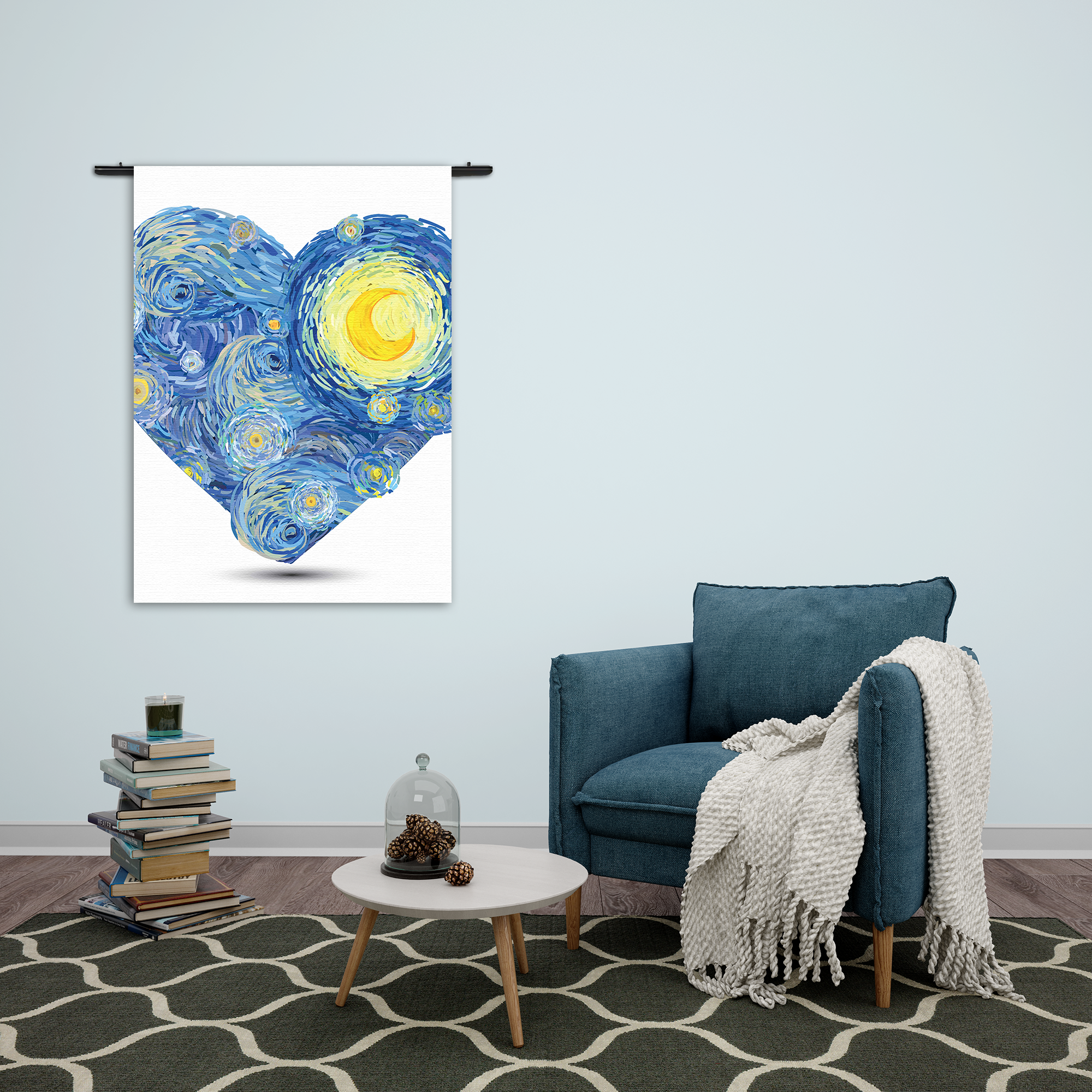 Wandkleed Kwaststrepen Hartvorm Rechthoek Verticaal Template 50 70 Verticaal Abstract 23 2