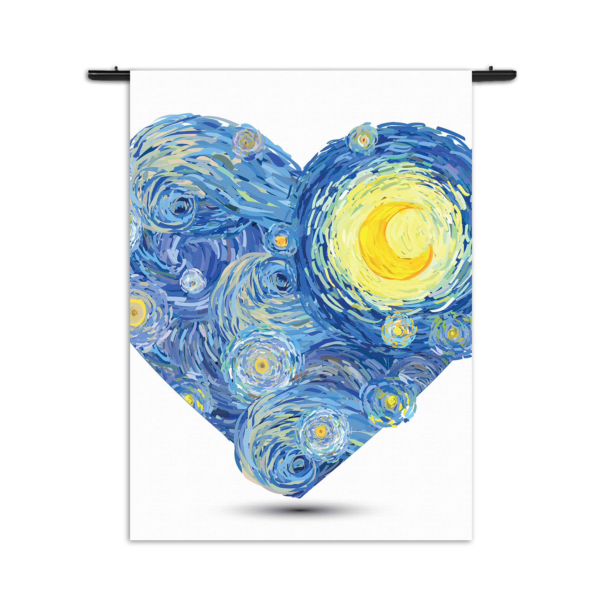 Wandkleed Kwaststrepen Hartvorm Rechthoek Verticaal