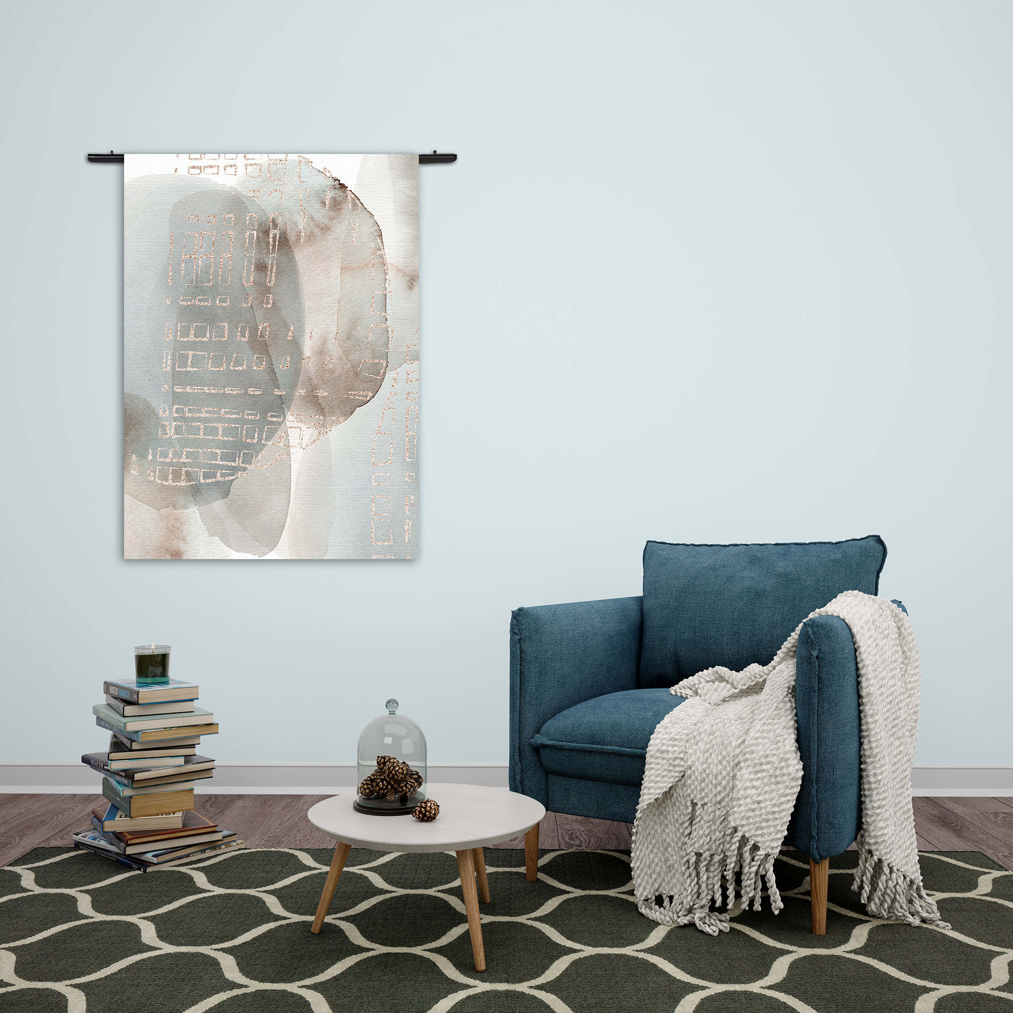 Wandkleed Abstract Rustige Tinten met Accent 01 Rechthoek Verticaal Template 50 70 Verticaal Abstract 24 2