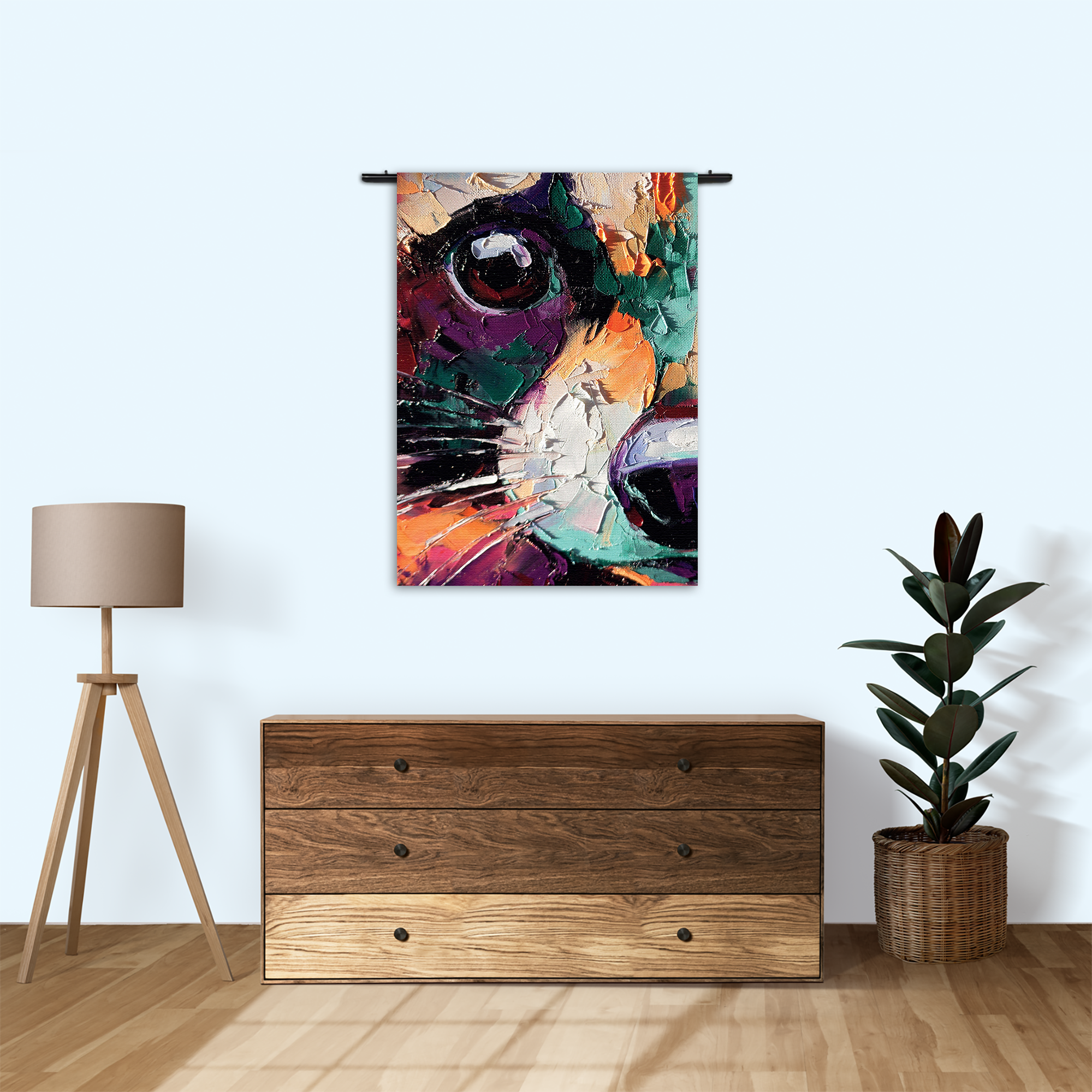 Wandkleed Geschilderde Dierenkop in Kleur Rechthoek Verticaal Template 50 70 Verticaal Abstract 42 1