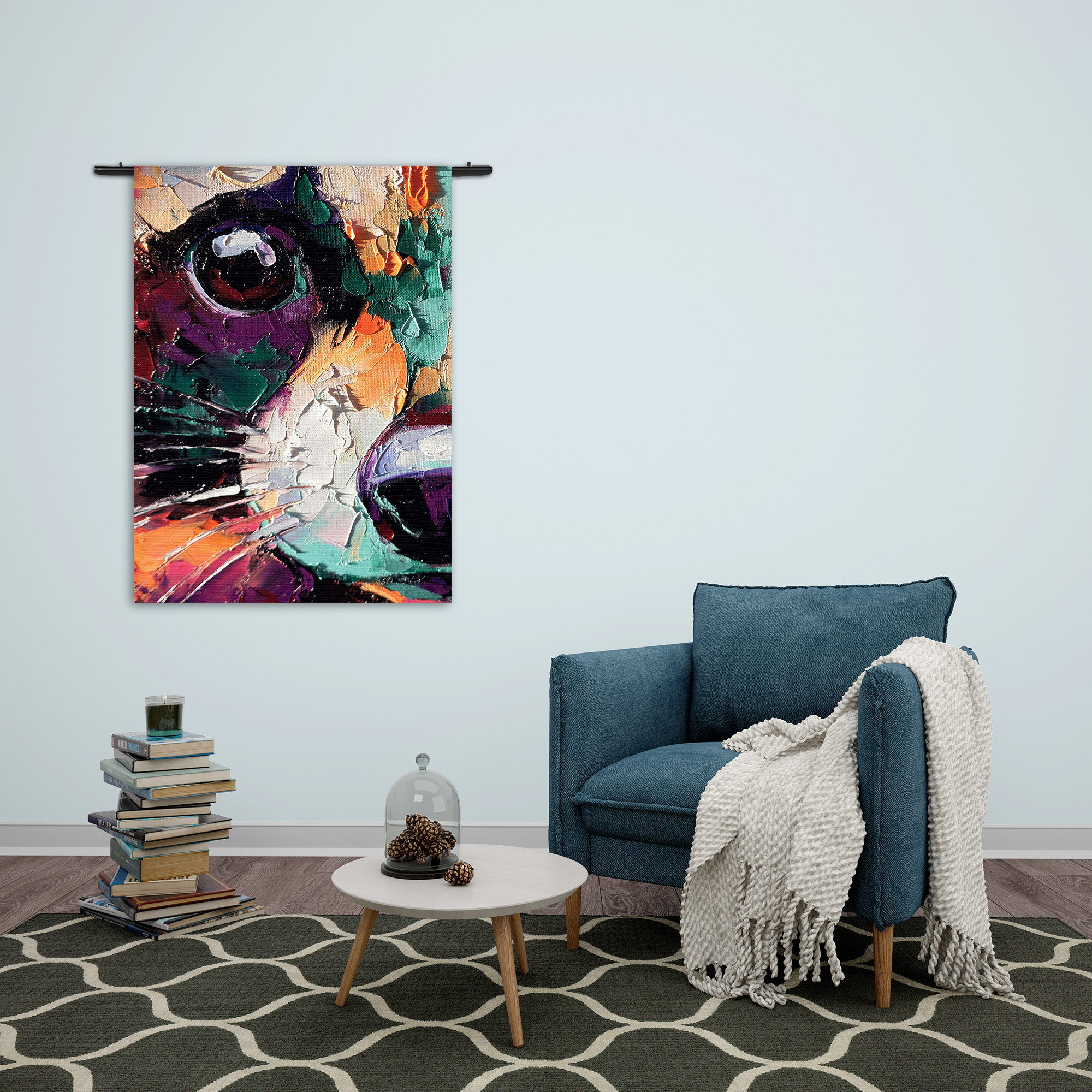 Wandkleed Geschilderde Dierenkop in Kleur Rechthoek Verticaal Template 50 70 Verticaal Abstract 42 2