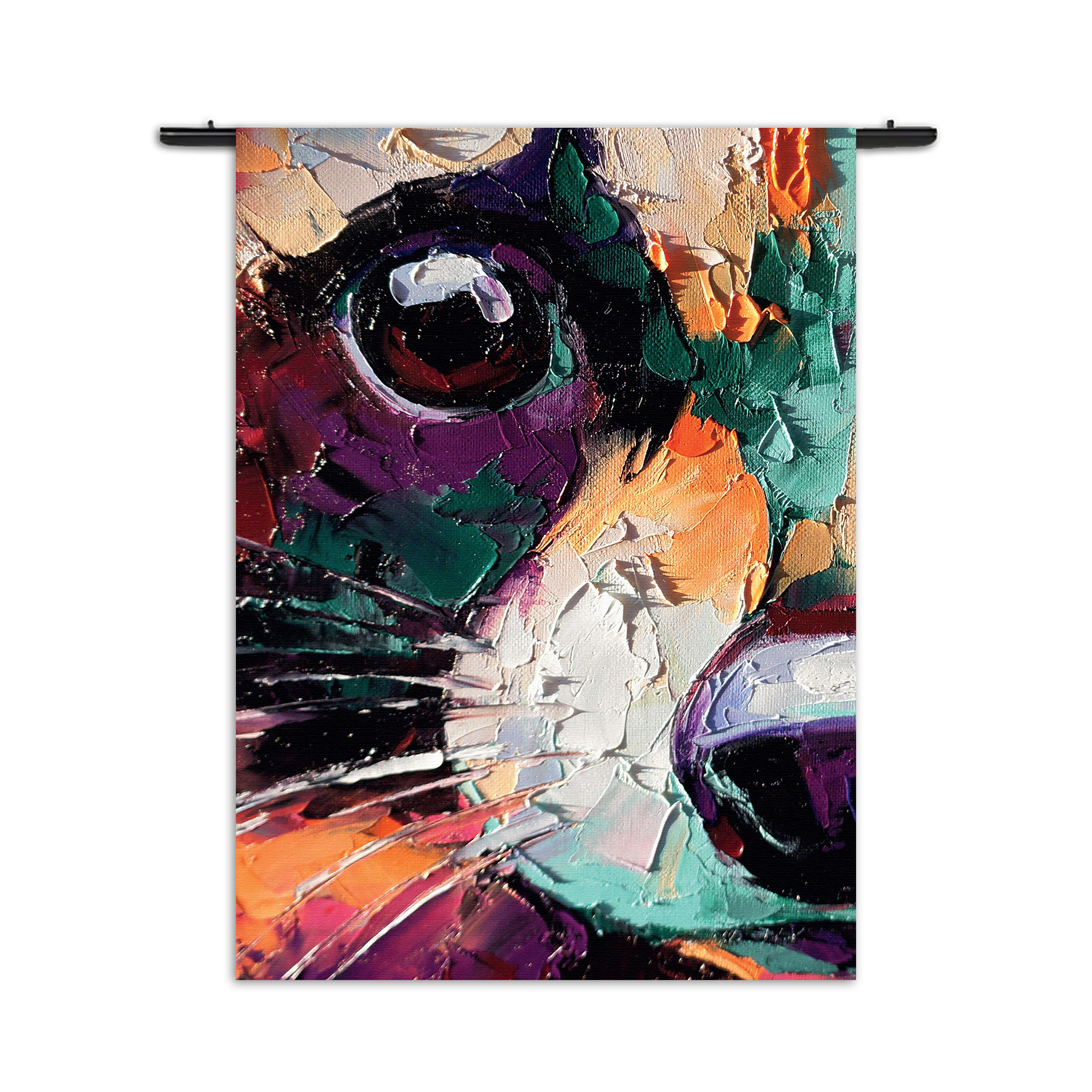 Wandkleed Geschilderde Dierenkop in Kleur Rechthoek Verticaal