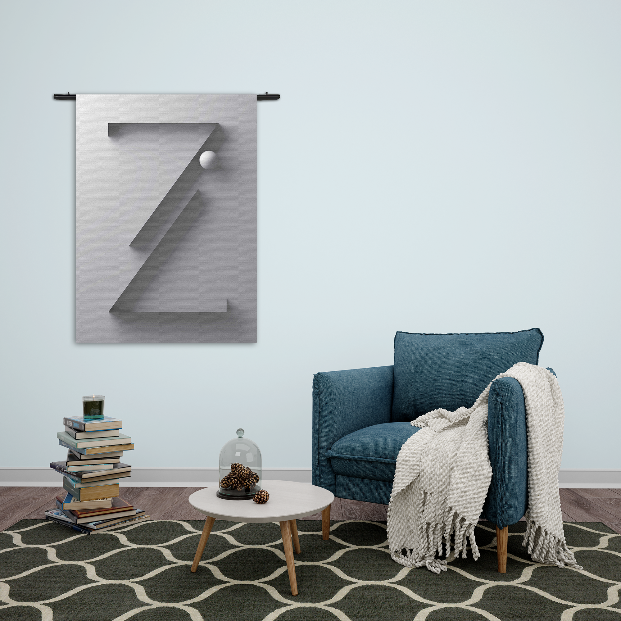 Wandkleed Letter Z Rechthoek Verticaal Template 50 70 Verticaal Abstract 48 2