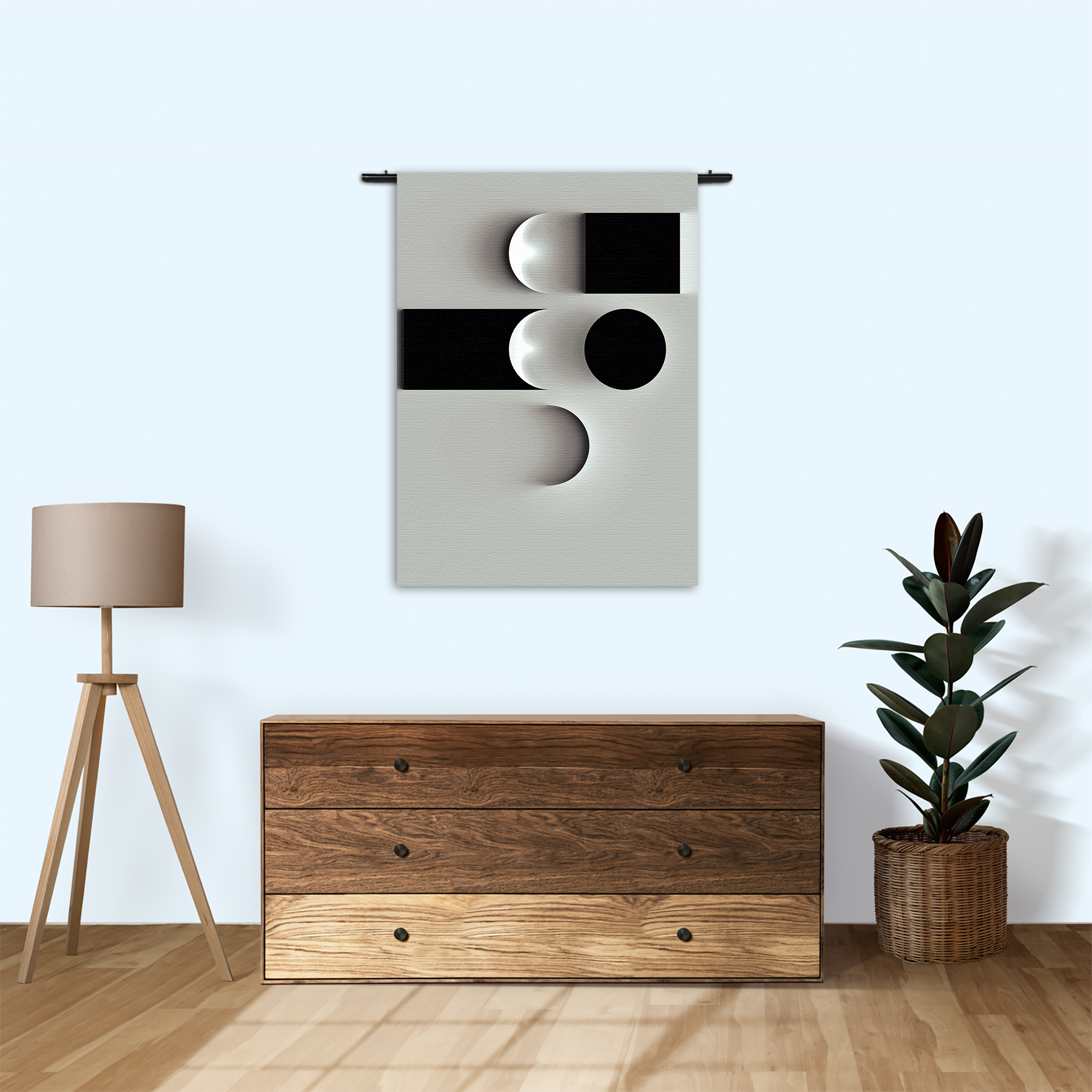 Wandkleed Scandinavisch Wit met Zwart Element 02 Rechthoek Verticaal Template 50 70 Verticaal Abstract 62 1