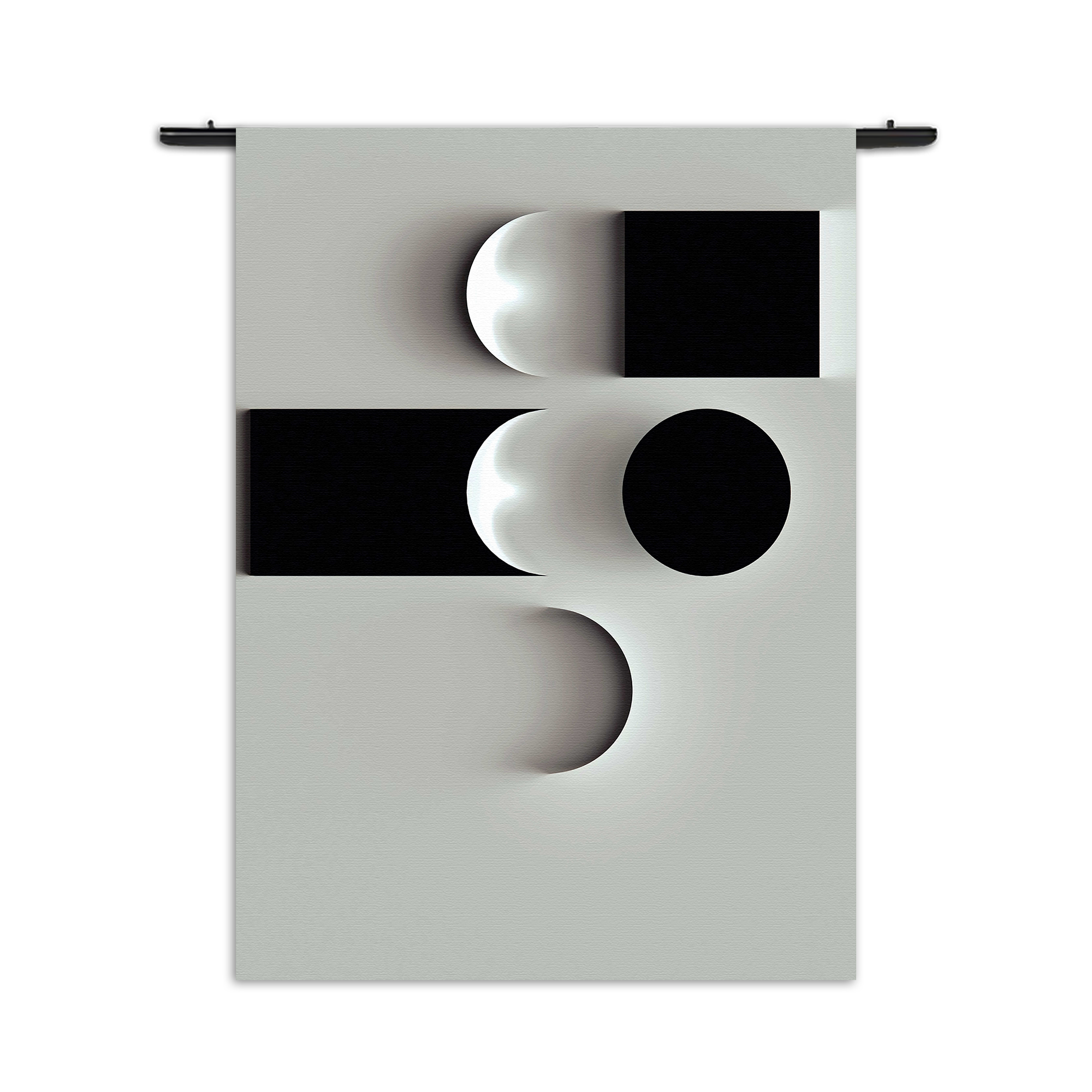 Wandkleed Scandinavisch Wit met Zwart Element 02 Rechthoek Verticaal