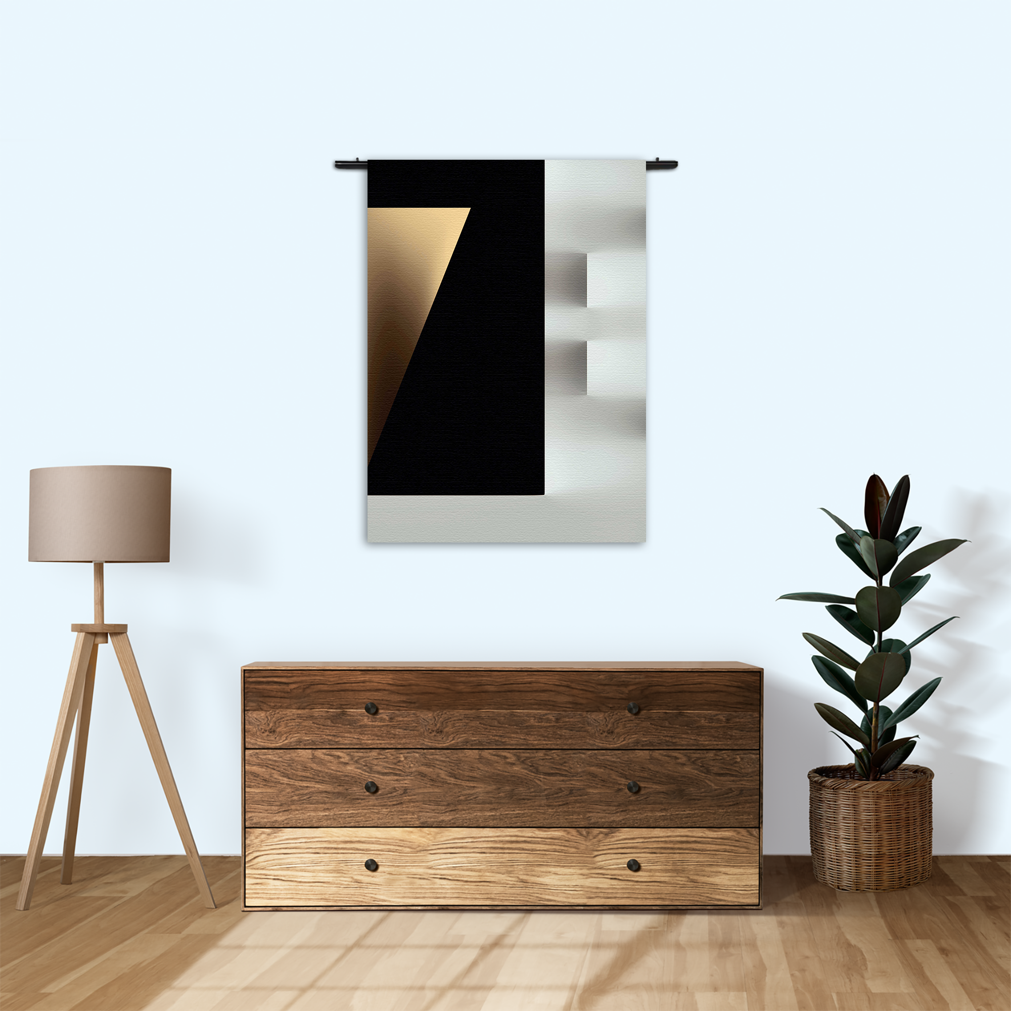 Wandkleed Scandinavisch Wit met Zwart Element 03 Rechthoek Verticaal Template 50 70 Verticaal Abstract 73 1