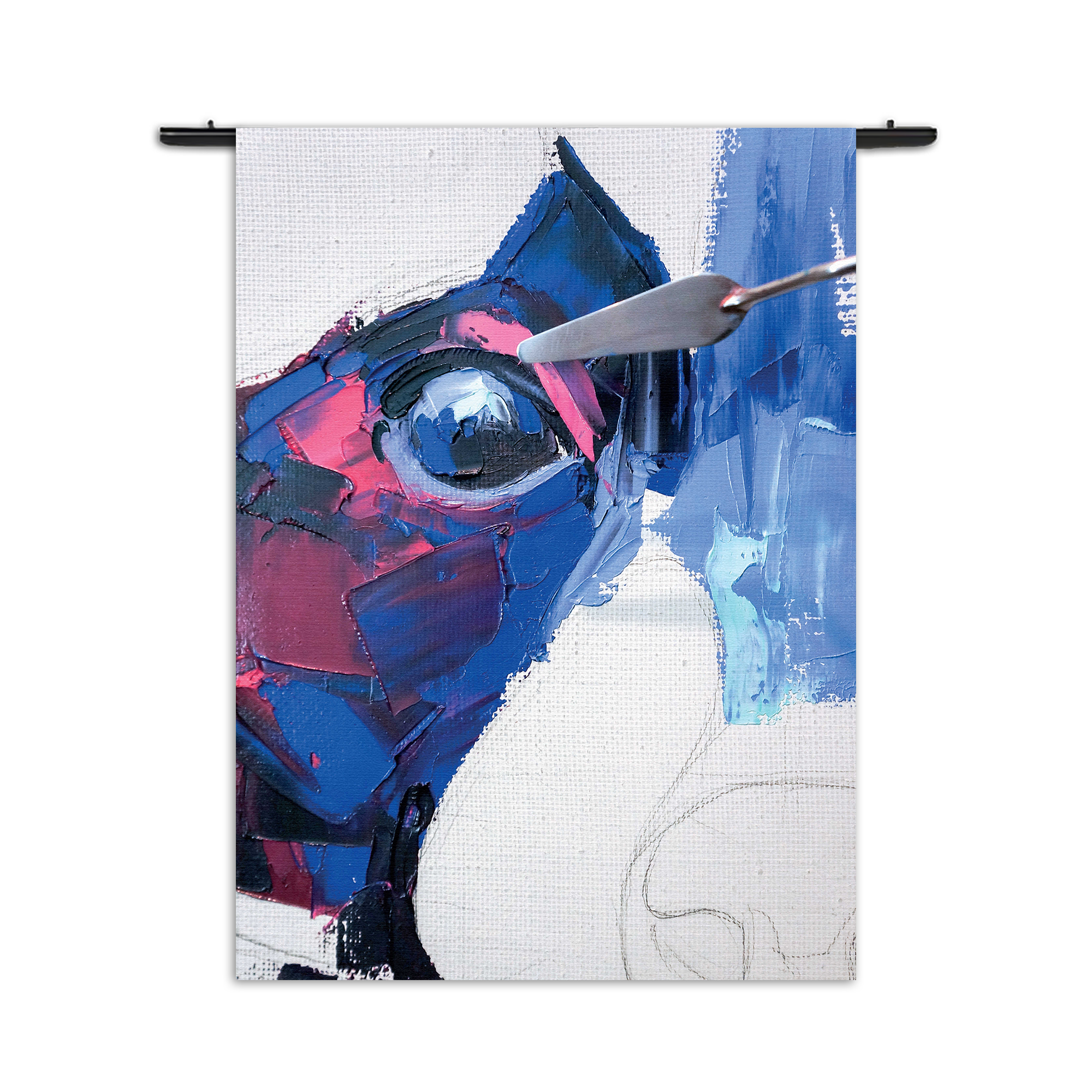 Wandkleed Niet Afgeschilderde Dierenkop Kleurrijk Rechthoek Verticaal