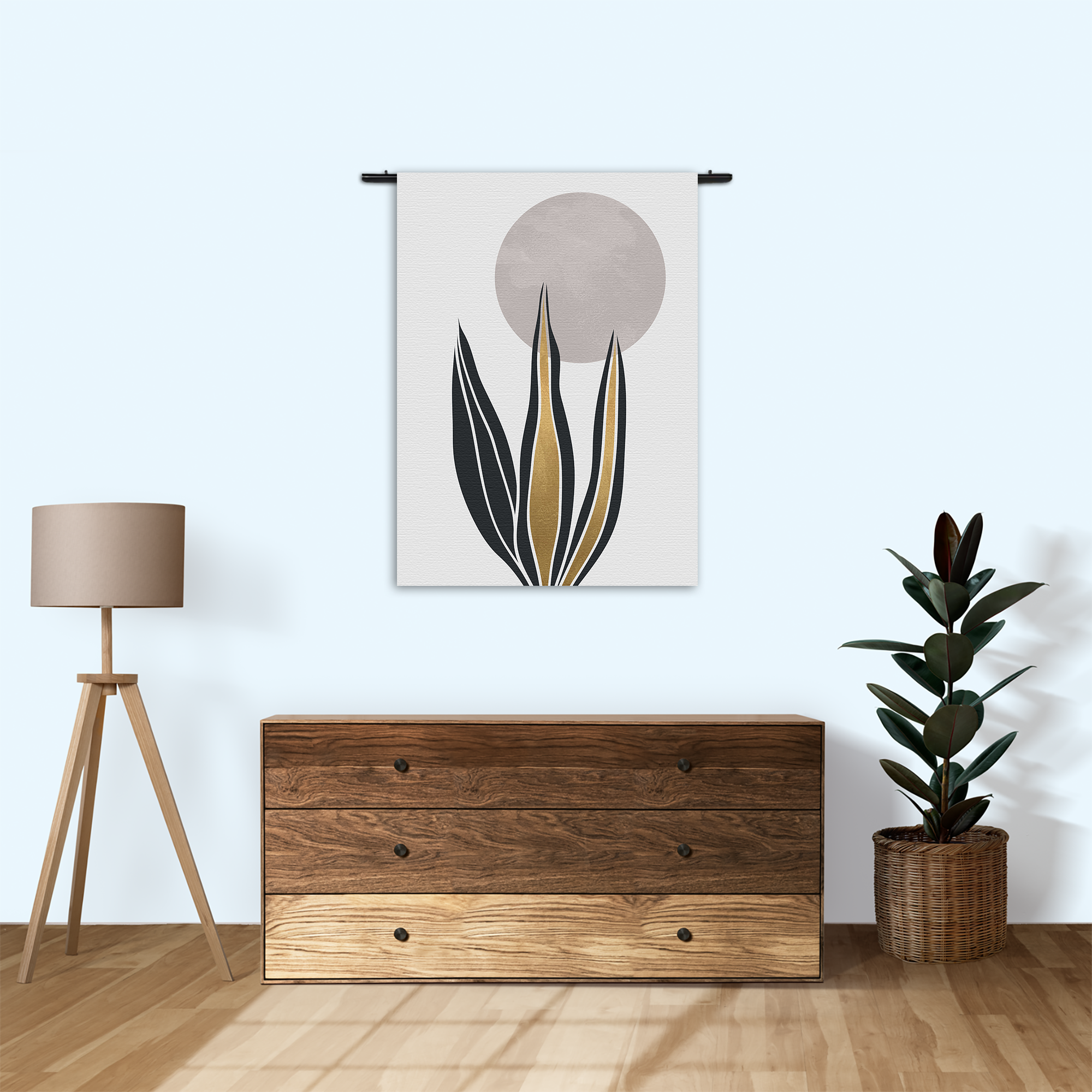 Wandkleed Blad met Goud en Zilvere Elementen Rechthoek Verticaal Template 50 70 Verticaal Abstract 78 1