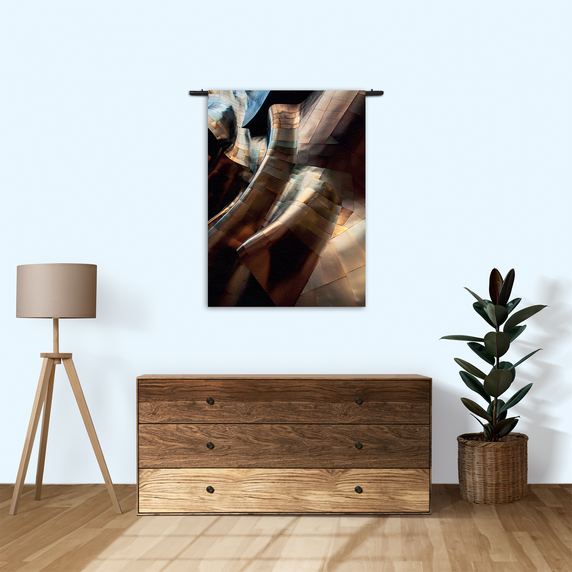Wandkleed Gebogen Stalen Platen - Twisted Metal Rechthoek Verticaal Template 50 70 Verticaal Abstract 82 1